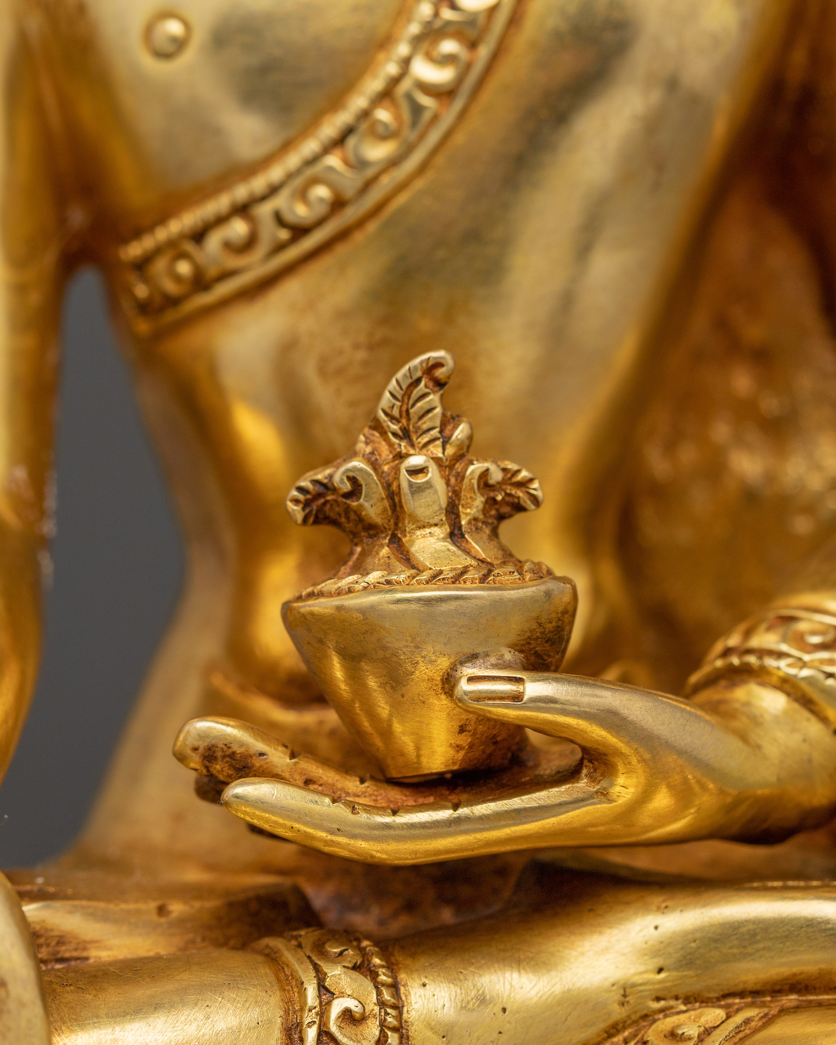 Medicine Buddha Sculpture for Spiritual Healing | Divine Healing in 24K Gold Gilded Copper
