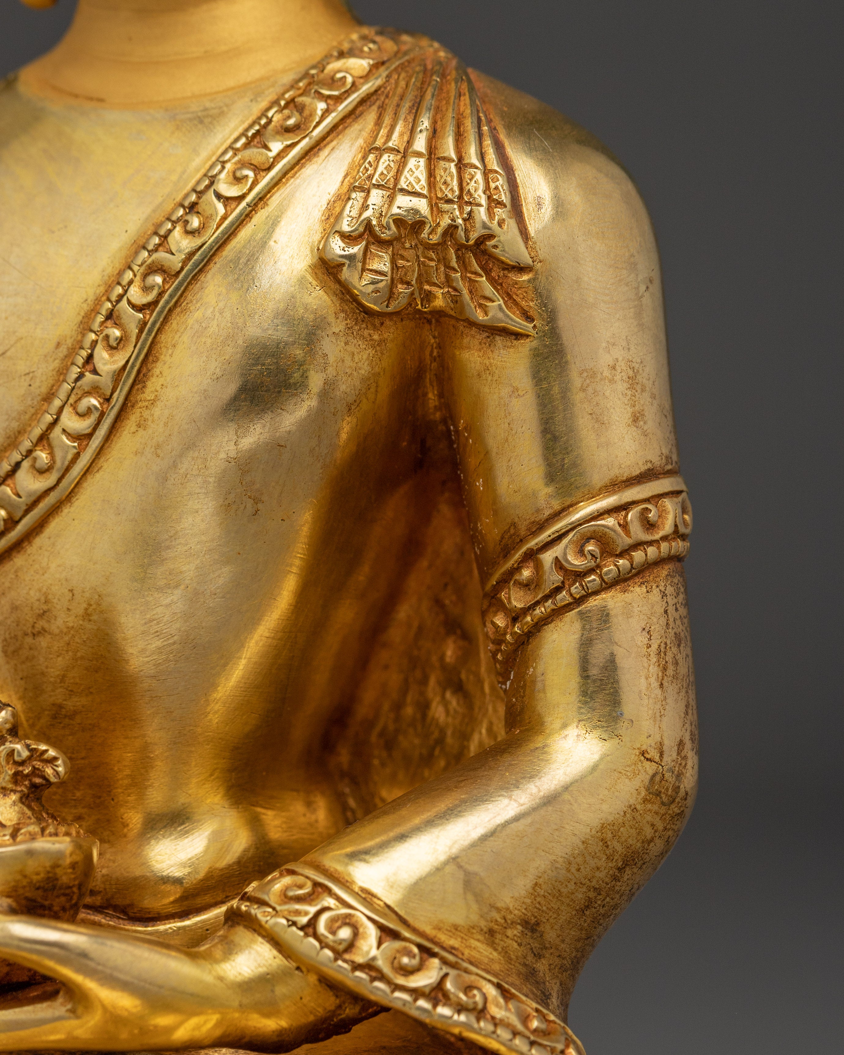 Medicine Buddha Sculpture for Spiritual Healing | Divine Healing in 24K Gold Gilded Copper