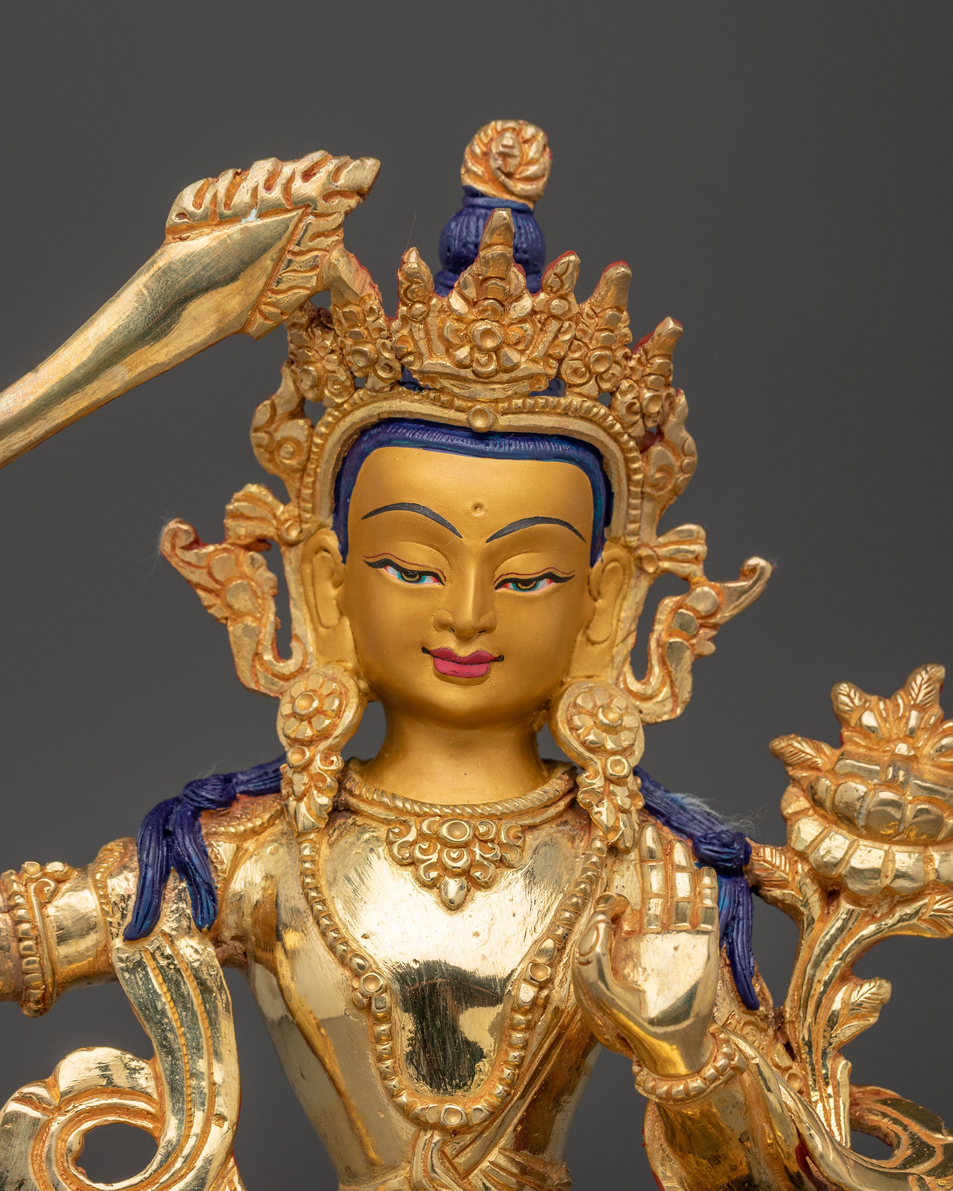 Manjushri Statue for Spiritual Enlightenment | Spiritual Wisdom Sculpture for Altar