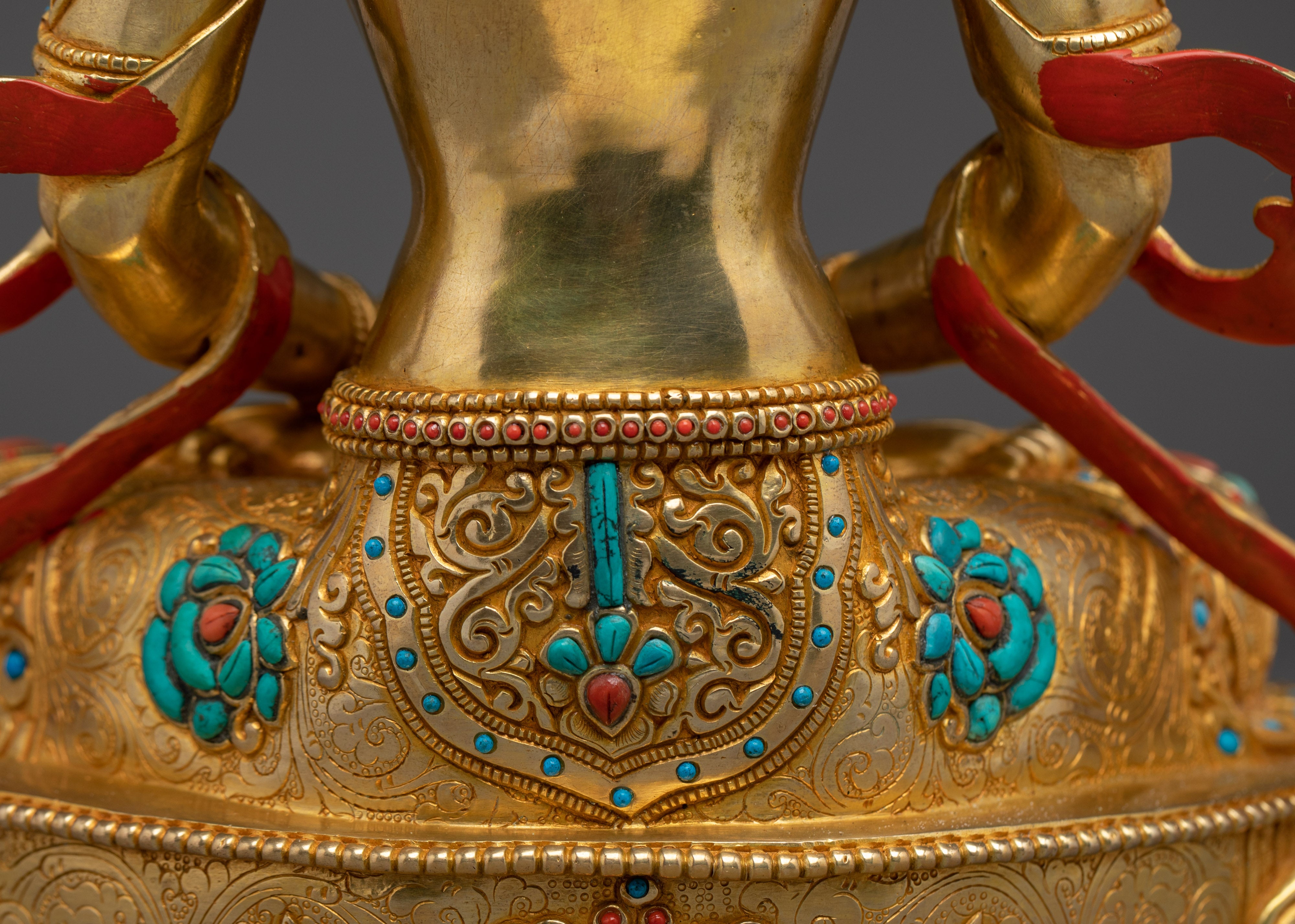 Handmade Amitayus Buddha Statue | Gold Gilded Copper Sculpture for Longevity