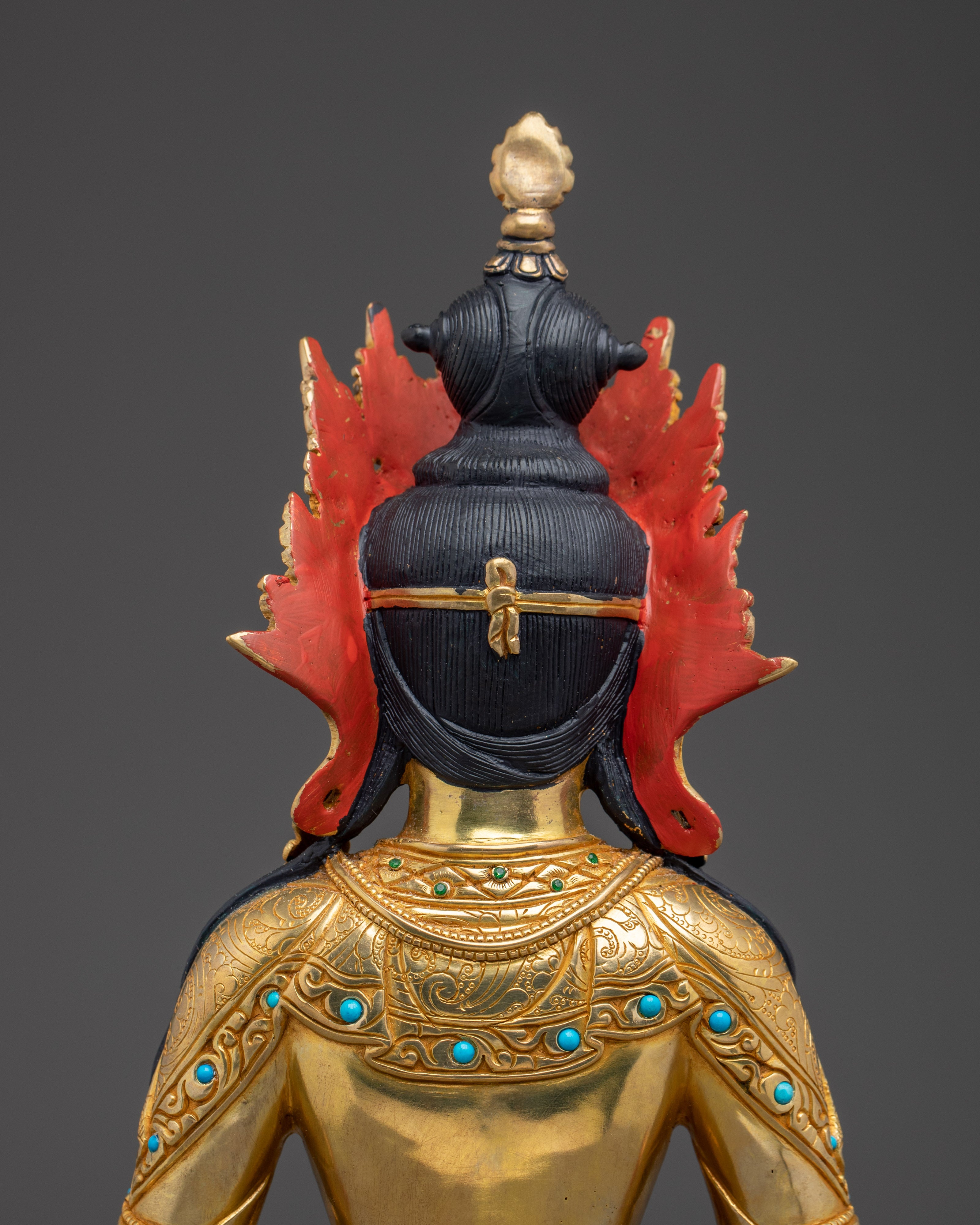 Handmade Amitayus Buddha Statue | Gold Gilded Copper Sculpture for Longevity