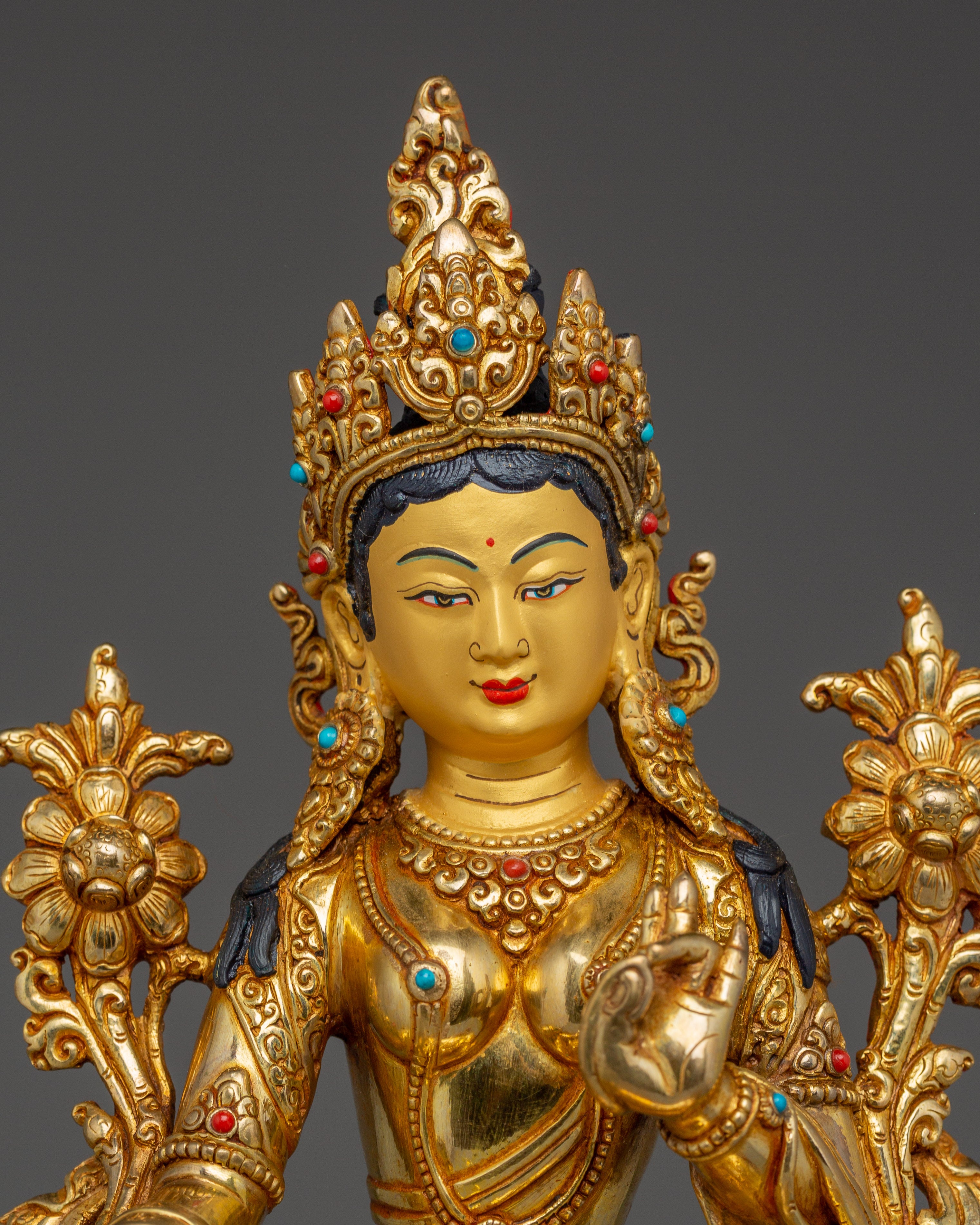 Green Tara With Throne Statue | Mother of Liberation