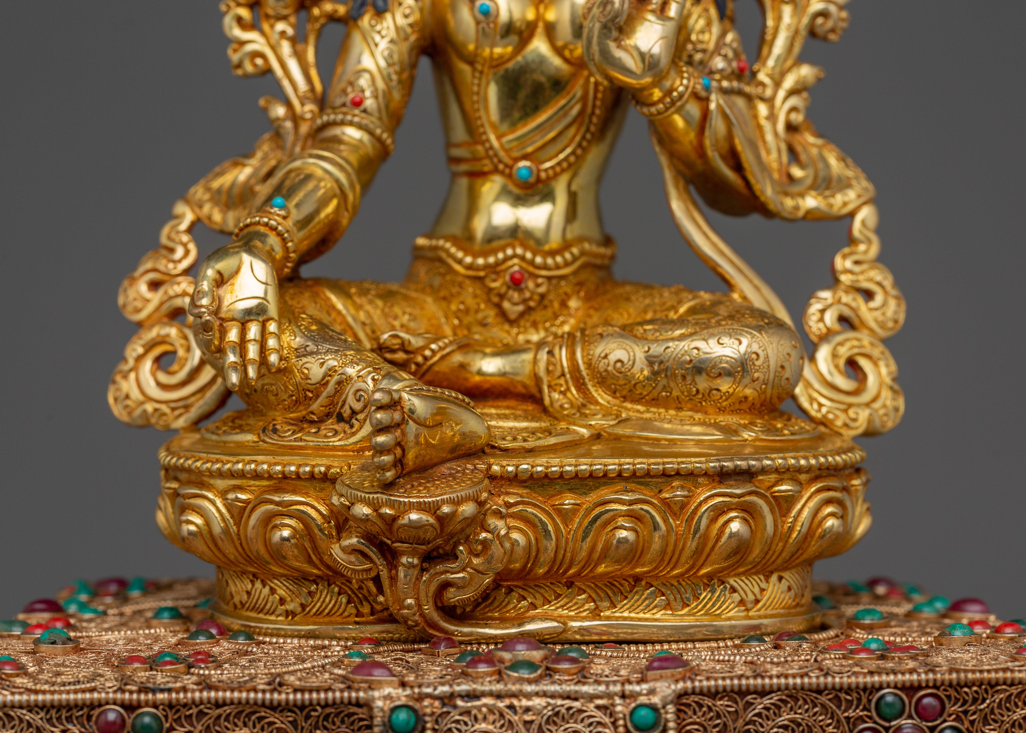Green Tara With Throne Statue | Mother of Liberation