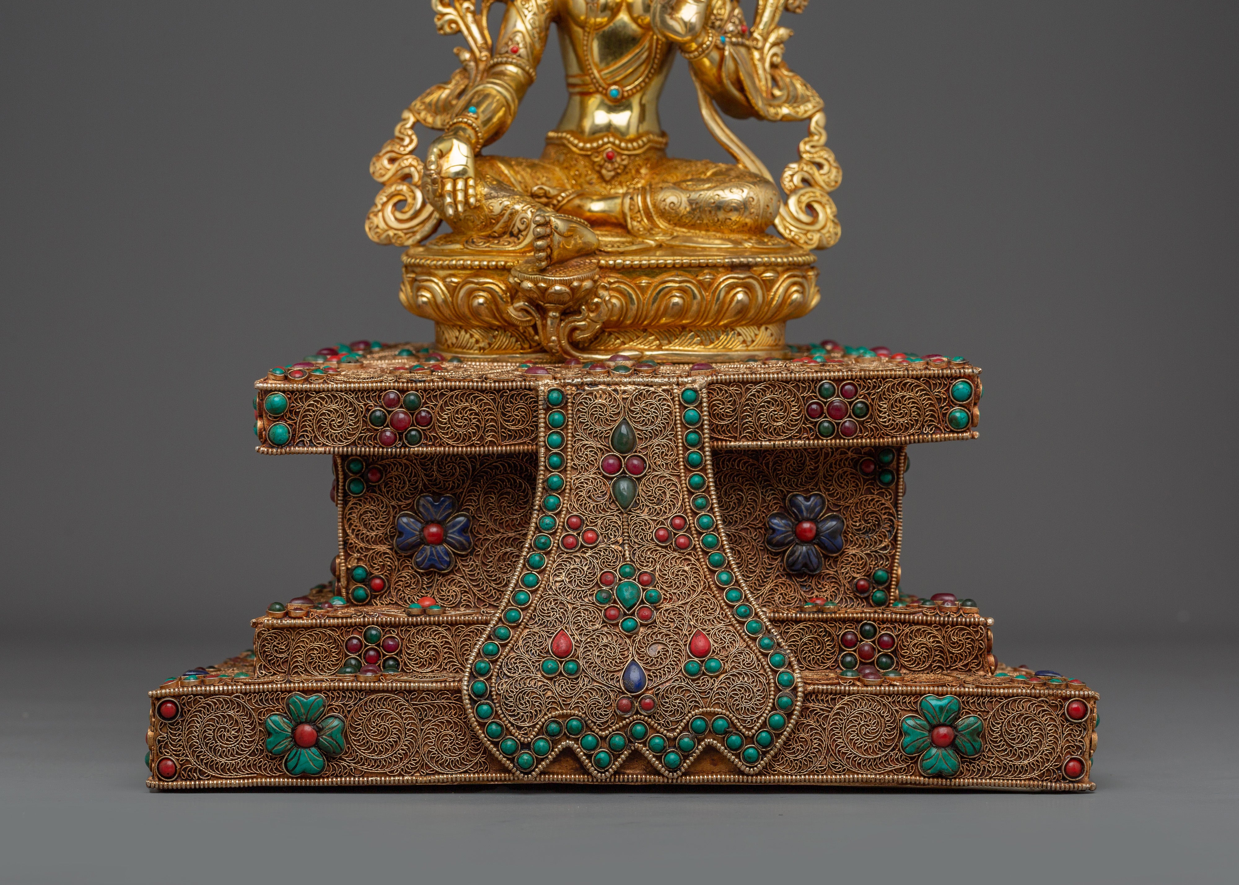 Green Tara With Throne Statue | Mother of Liberation