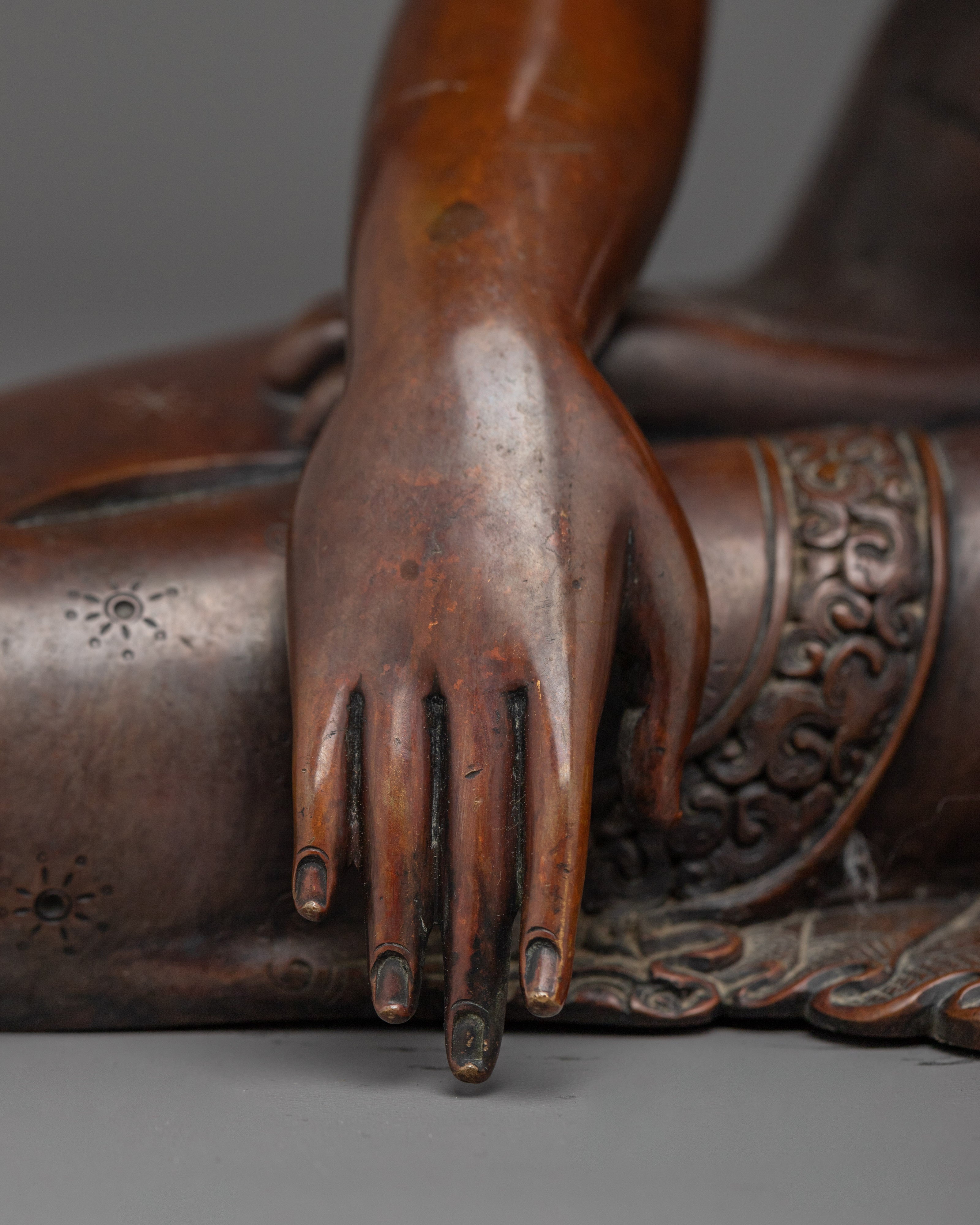 Oxidized Copper Shakyamuni Buddha Statue | Historical Gautama Buddha