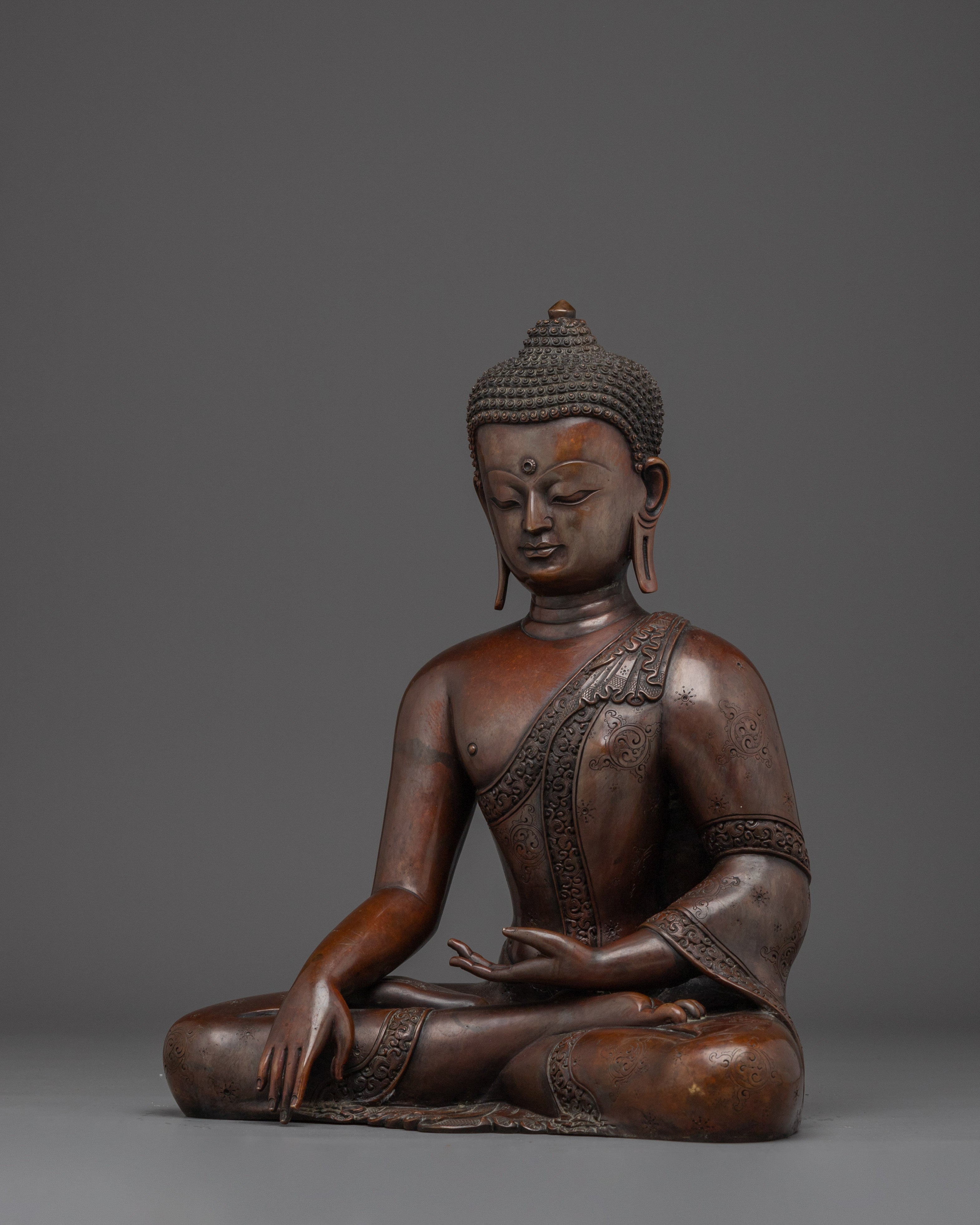 Oxidized Copper Shakyamuni Buddha Statue | Historical Gautama Buddha