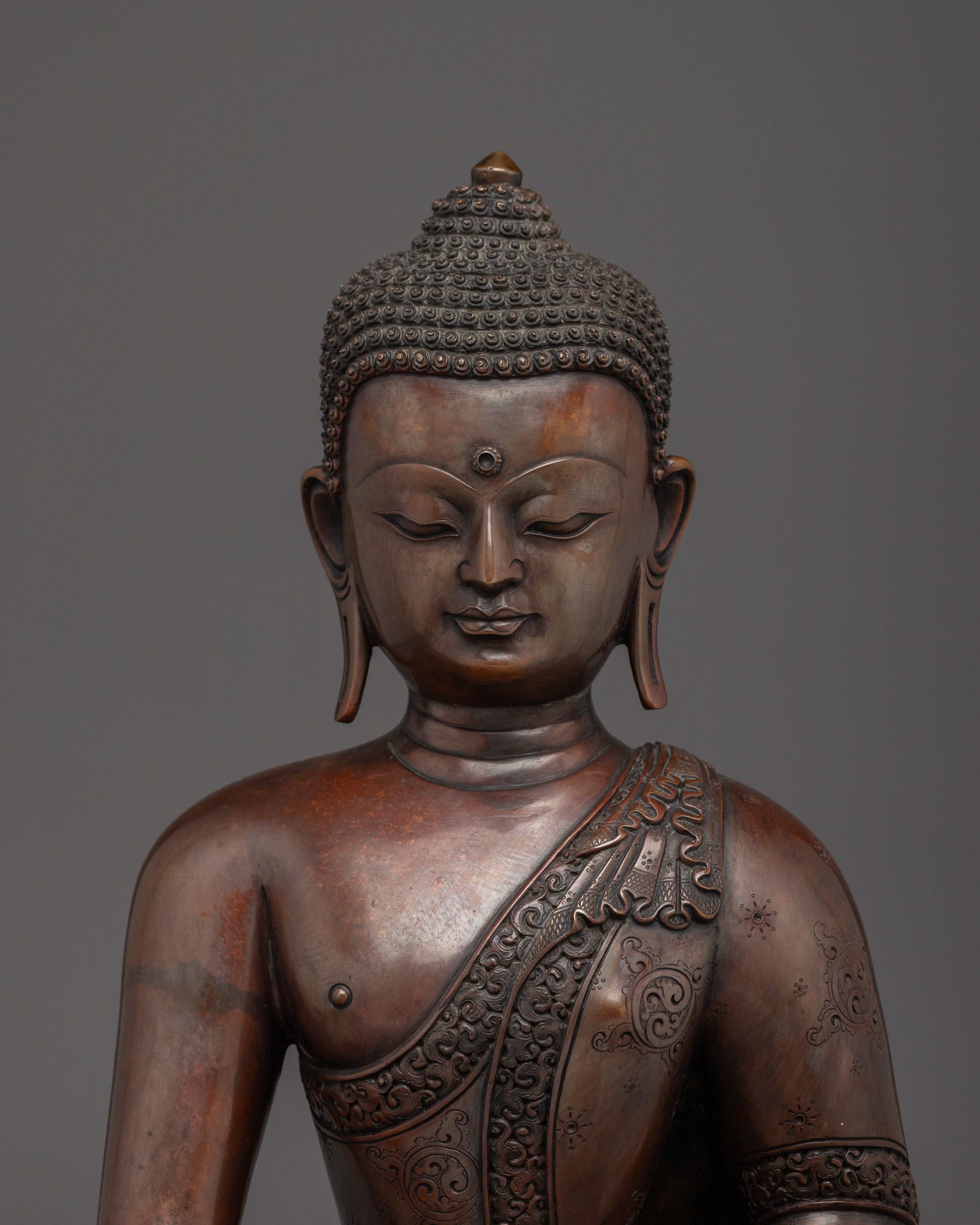 Oxidized Copper Shakyamuni Buddha Statue | Historical Gautama Buddha