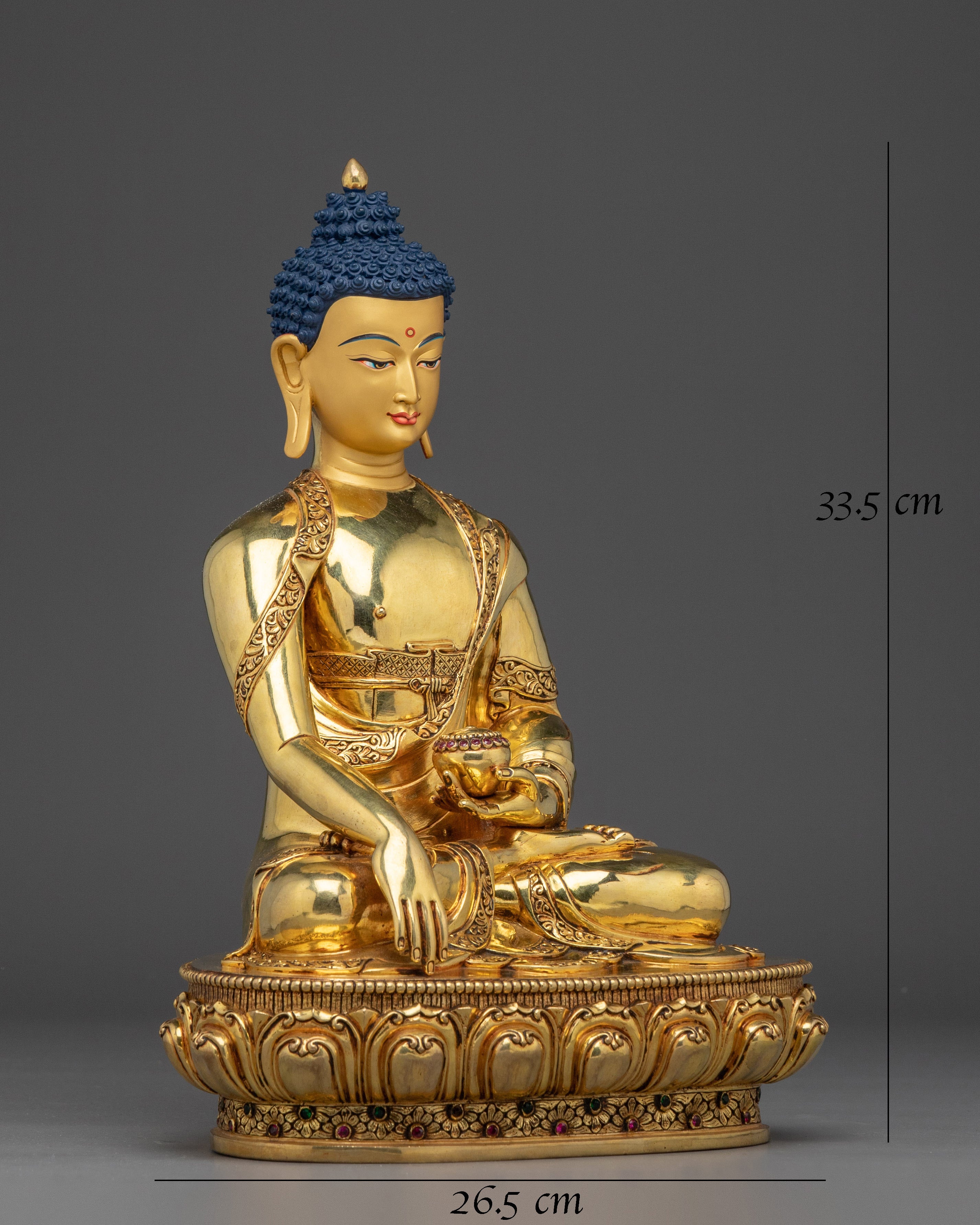 Shakyamuni Buddha Statue with Acrylic Detailing