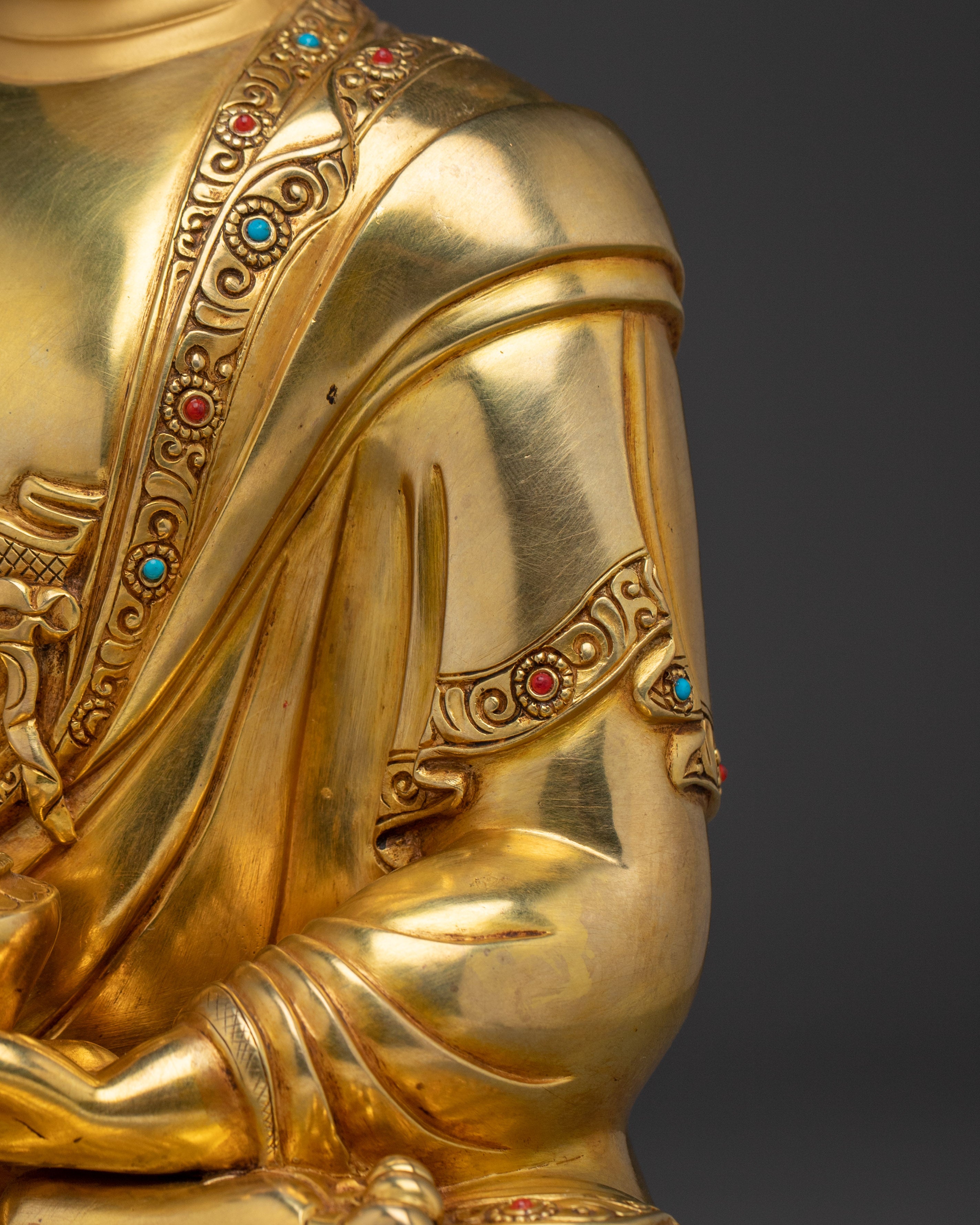 Shakyamuni Buddha Copper Statue in Gold Gilding | Copper Meditation Sculpture