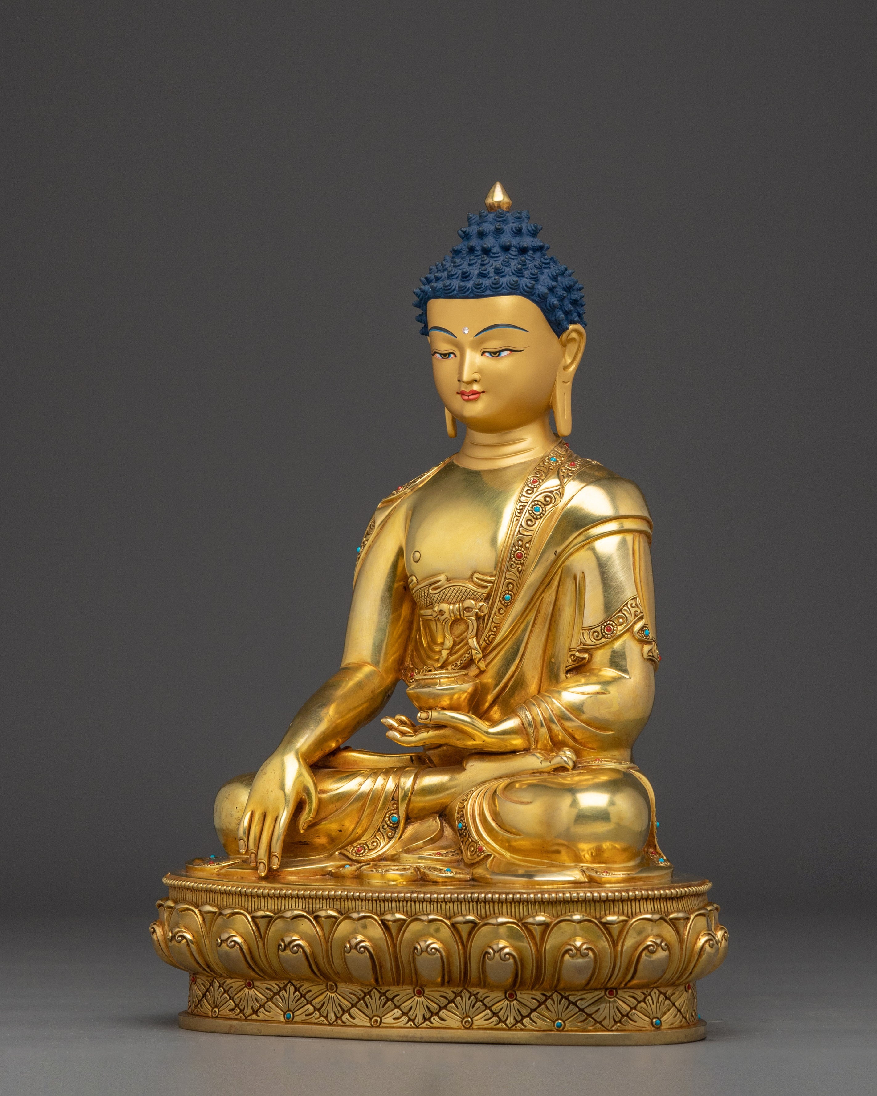 Shakyamuni Buddha Copper Statue in Gold Gilding | Copper Meditation Sculpture