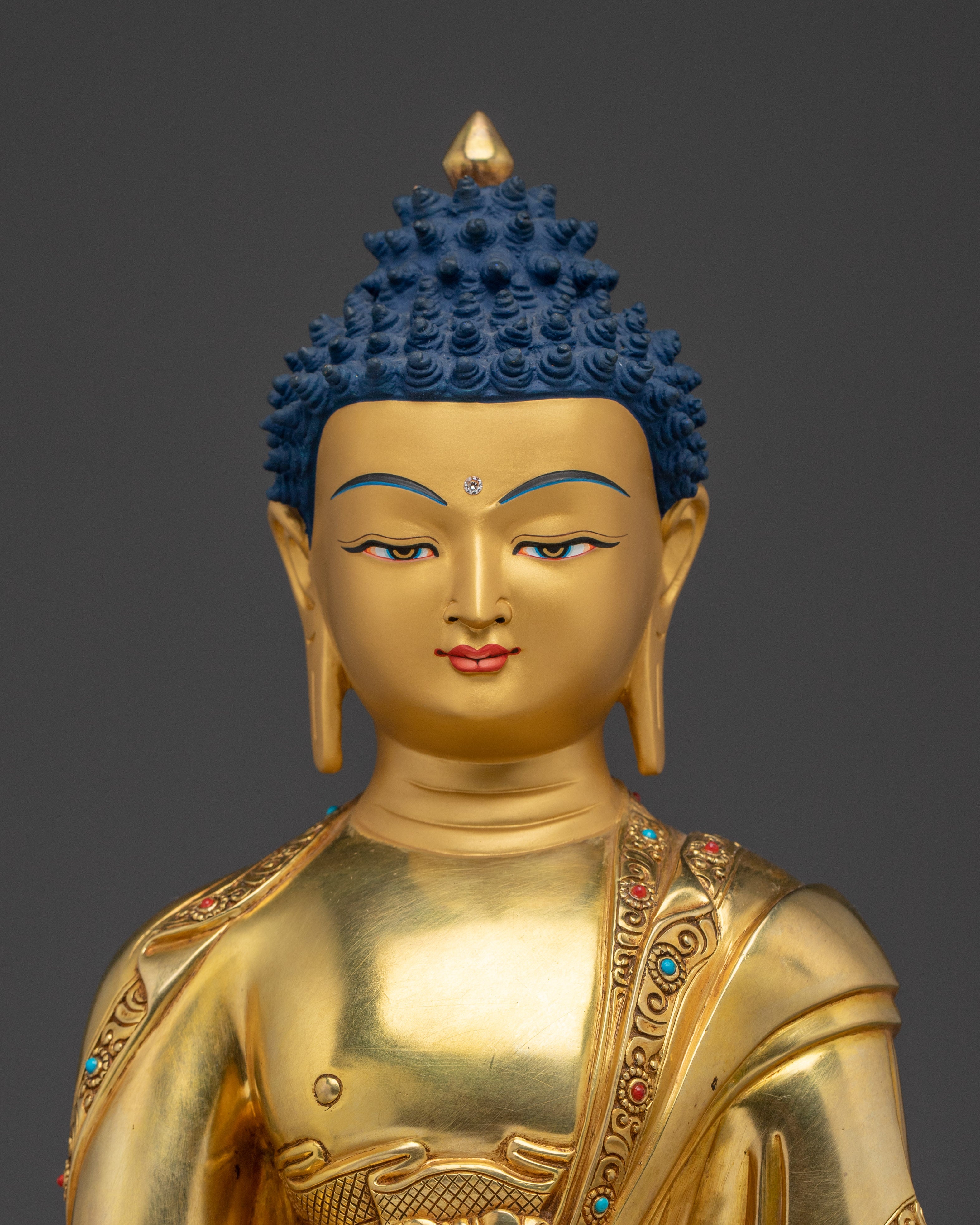 Shakyamuni Buddha Copper Statue in Gold Gilding | Copper Meditation Sculpture