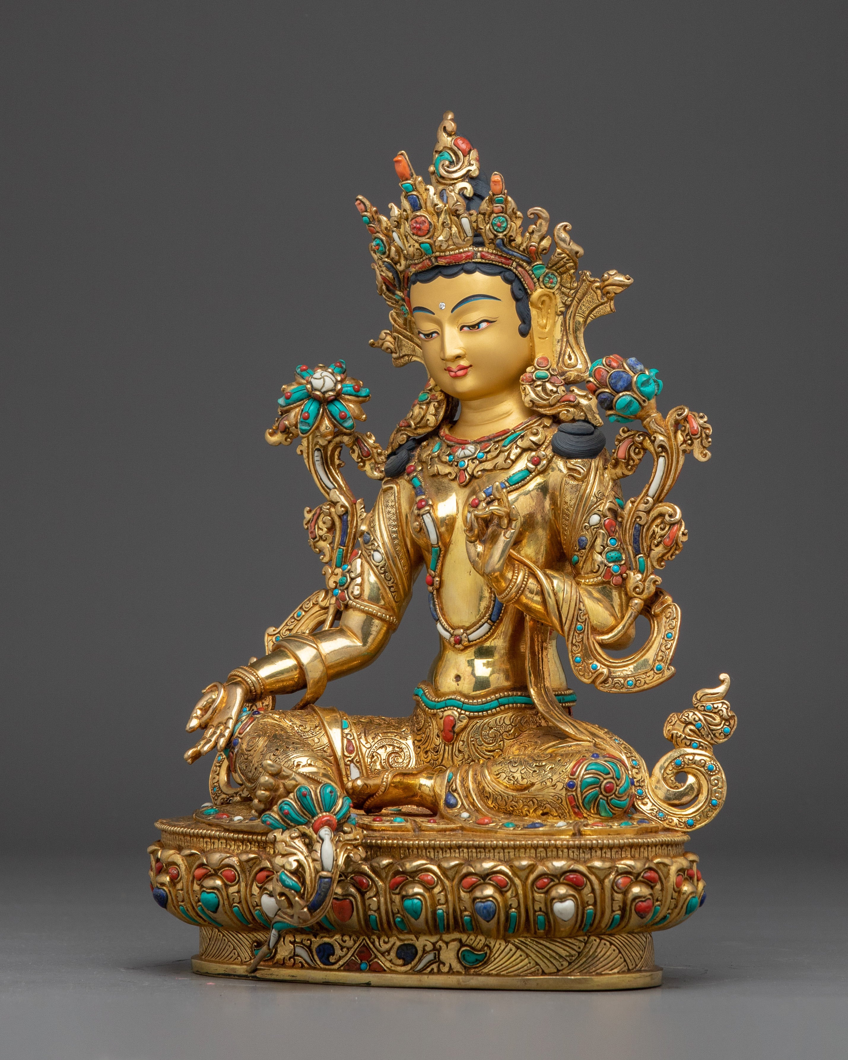 Handmade Female Goddess Green Tara Artwork | Spiritual Protection Deity