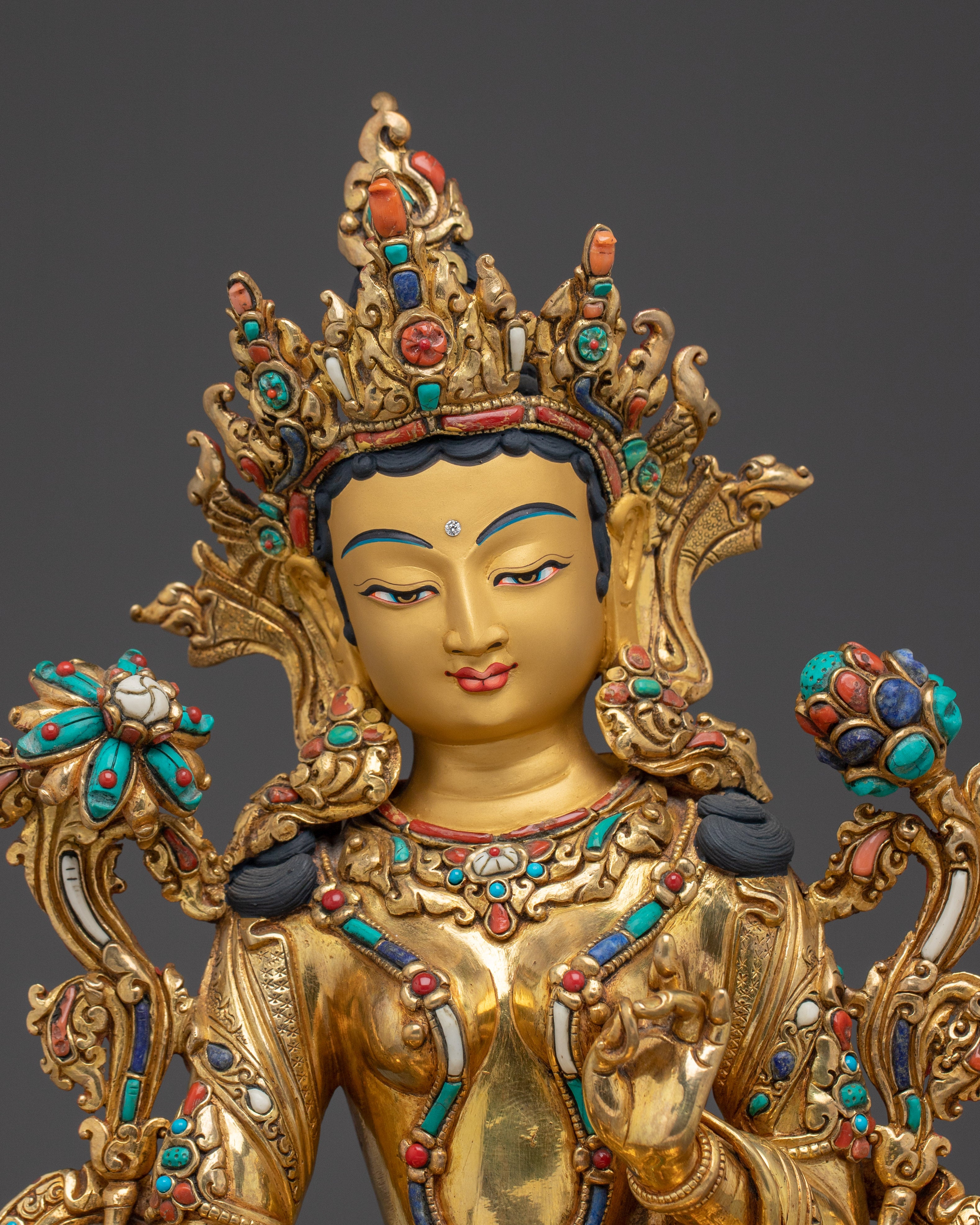 Handmade Female Goddess Green Tara Artwork | Spiritual Protection Deity