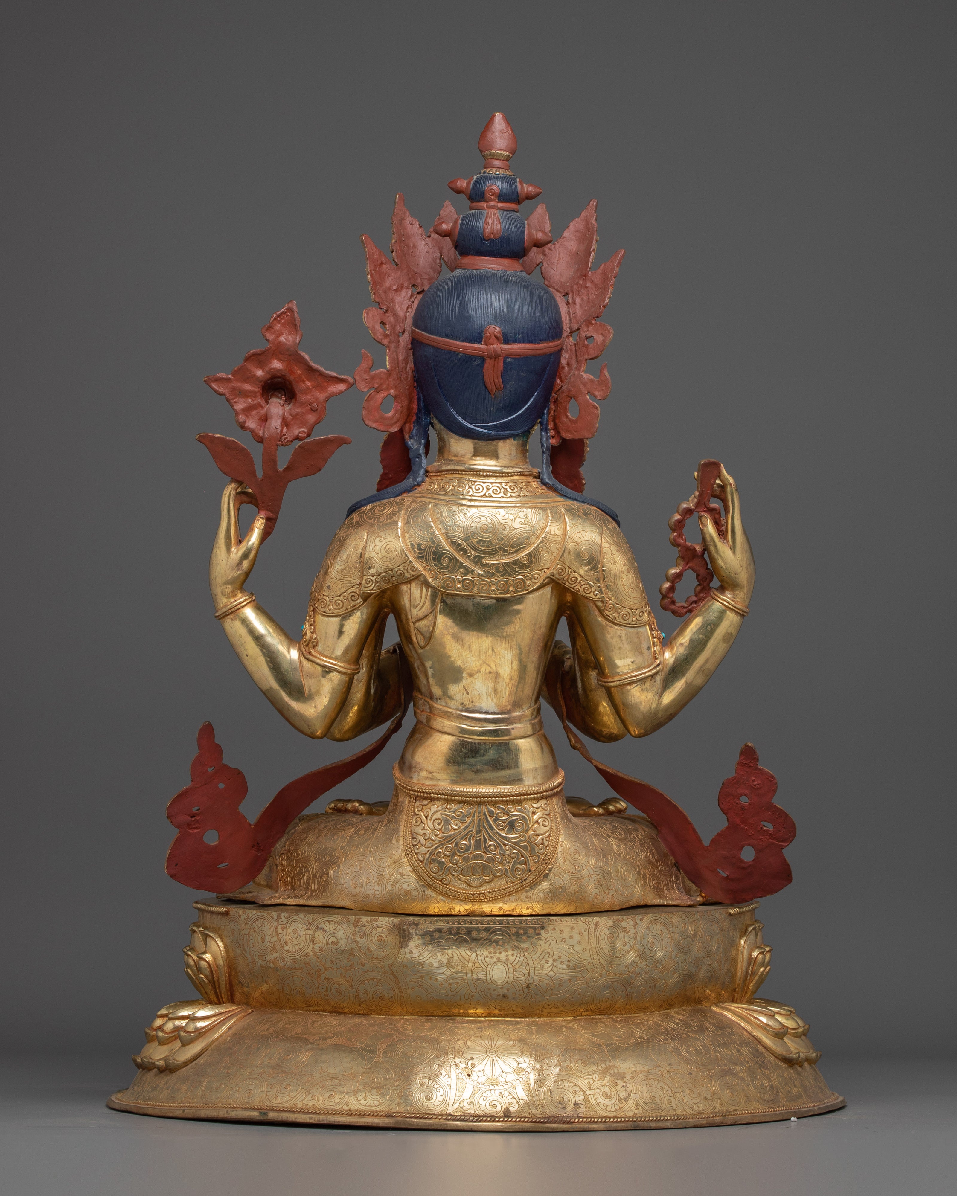 Golden Sculpture of Chenrezig | Also Known as Avalokiteshvara
