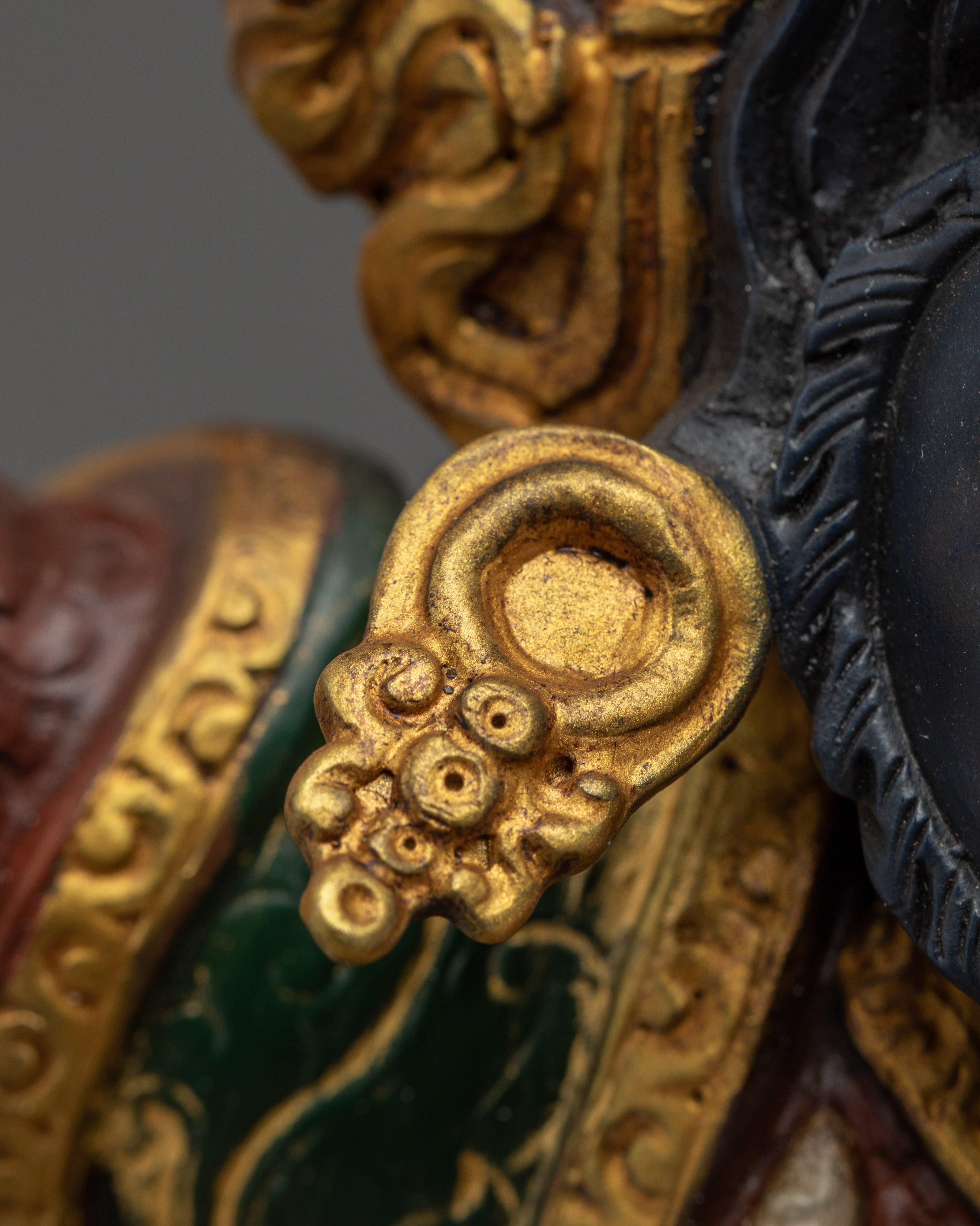 Mahakala Bernakchen Protector Deity | Gold & Acrylic Detailing for Spiritual Spaces