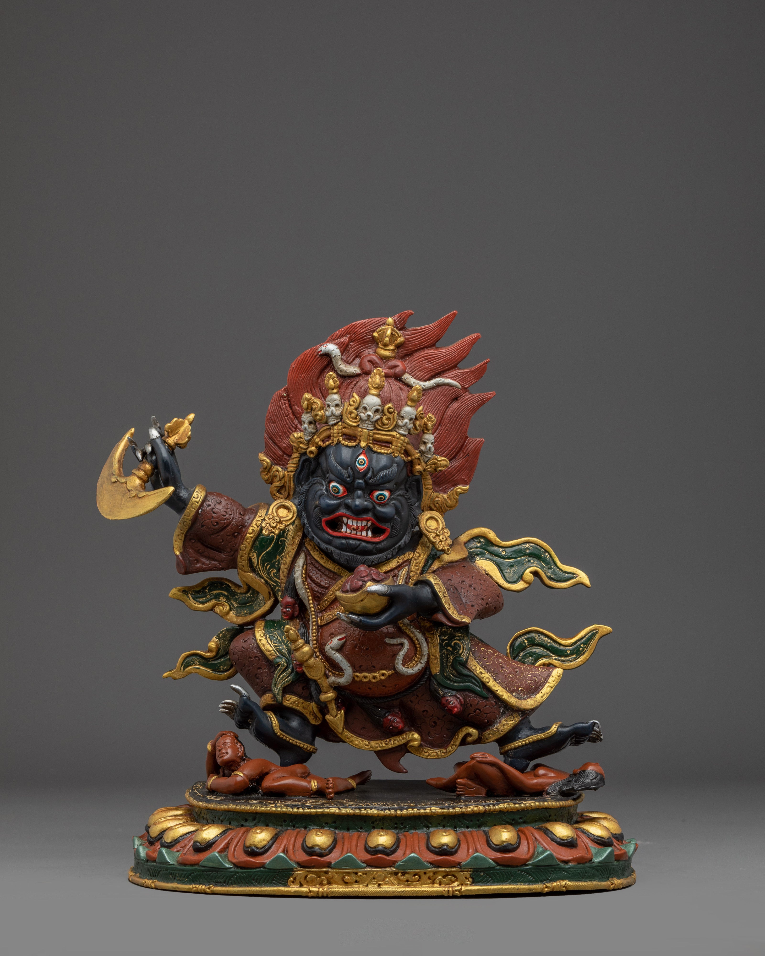 Mahakala Bernakchen Protector Deity | Gold & Acrylic Detailing for Spiritual Spaces