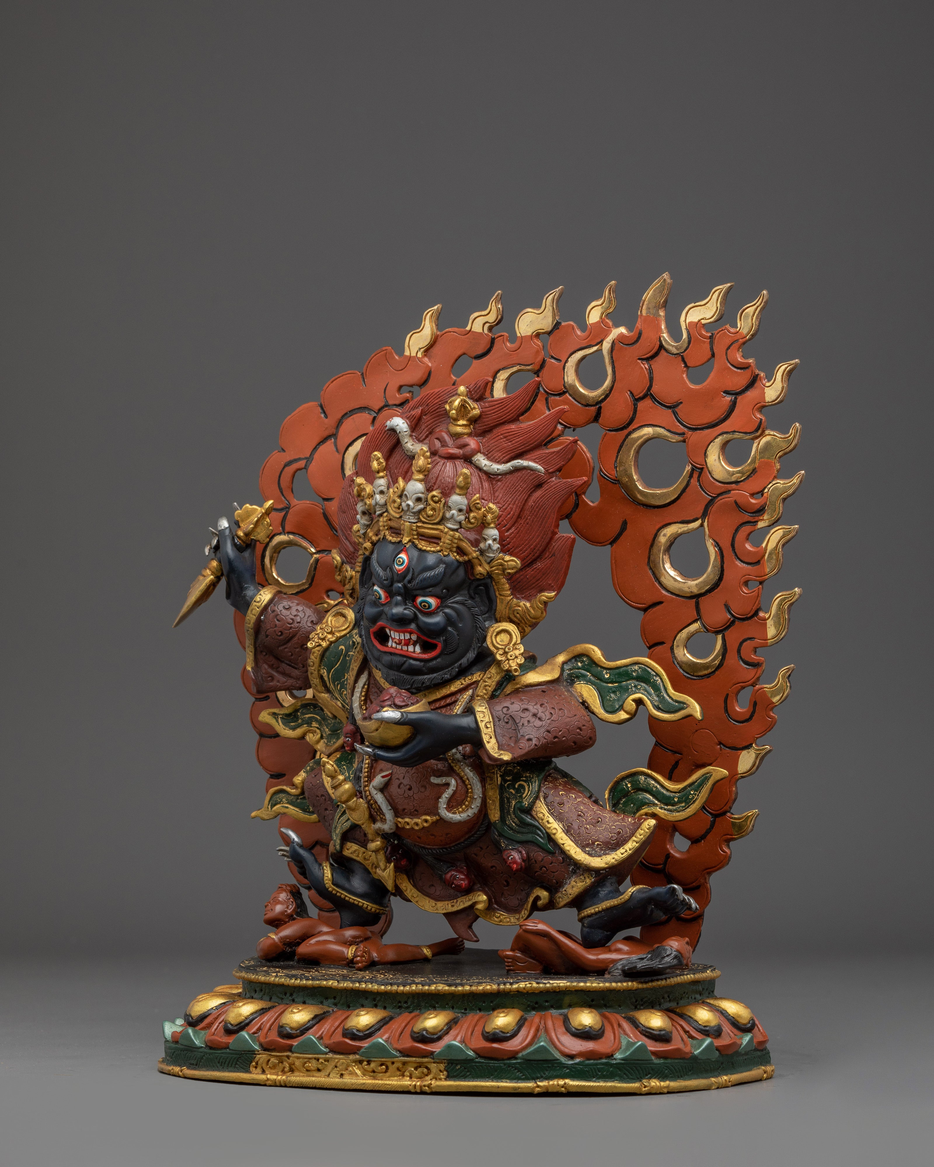 Mahakala Bernakchen Protector Deity | Gold & Acrylic Detailing for Spiritual Spaces