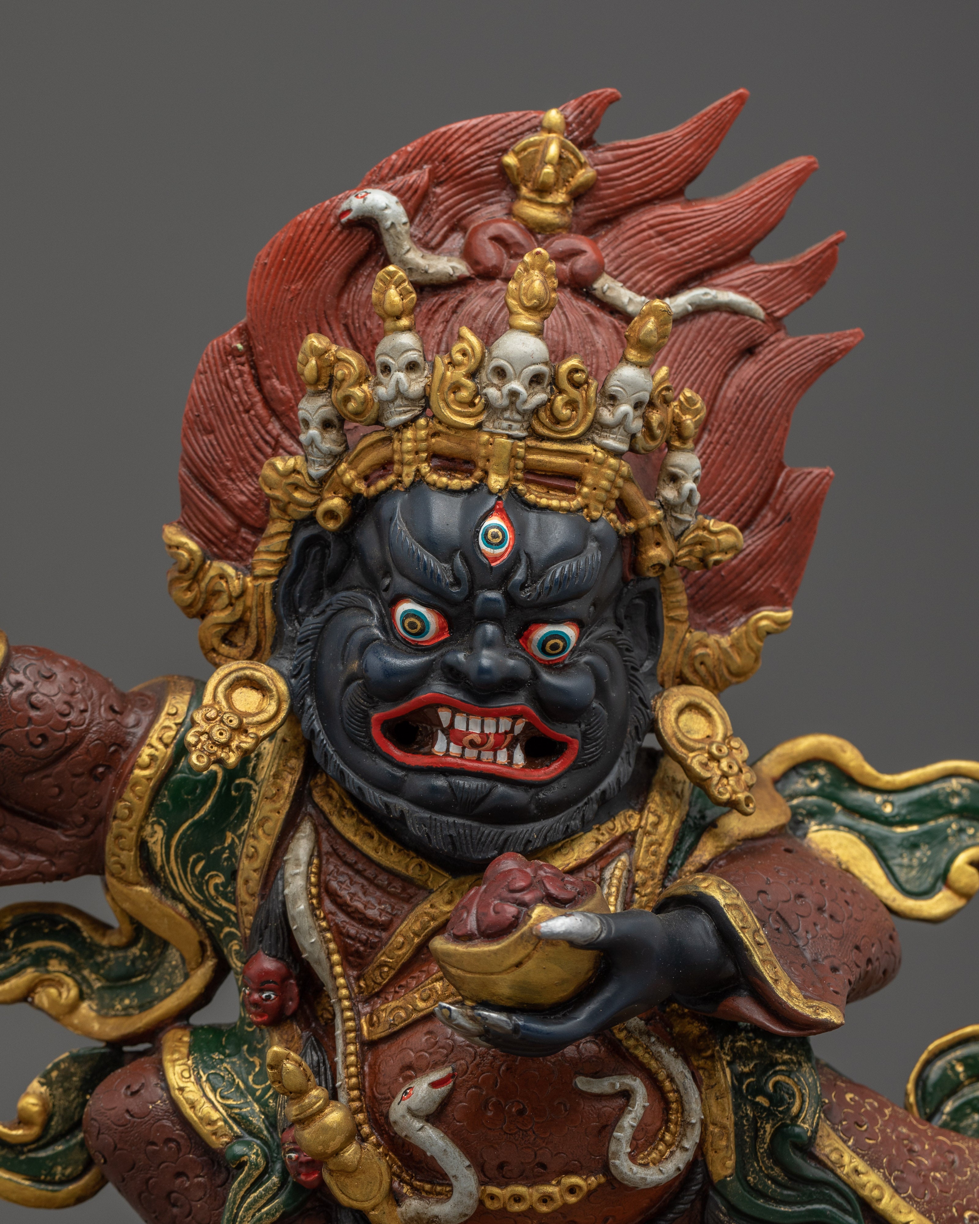 Mahakala Bernakchen Protector Deity | Gold & Acrylic Detailing for Spiritual Spaces