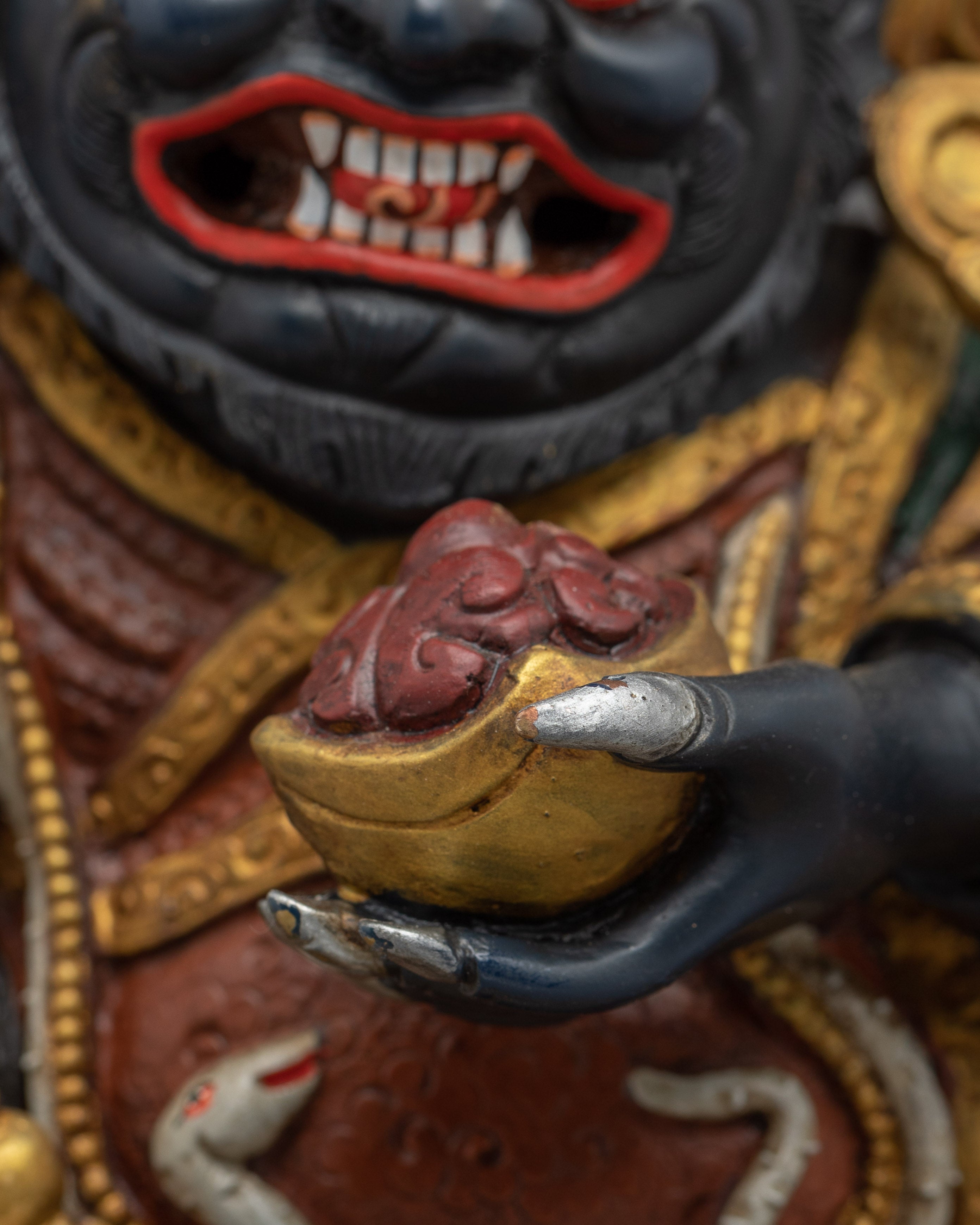 Mahakala Bernakchen Protector Deity | Gold & Acrylic Detailing for Spiritual Spaces