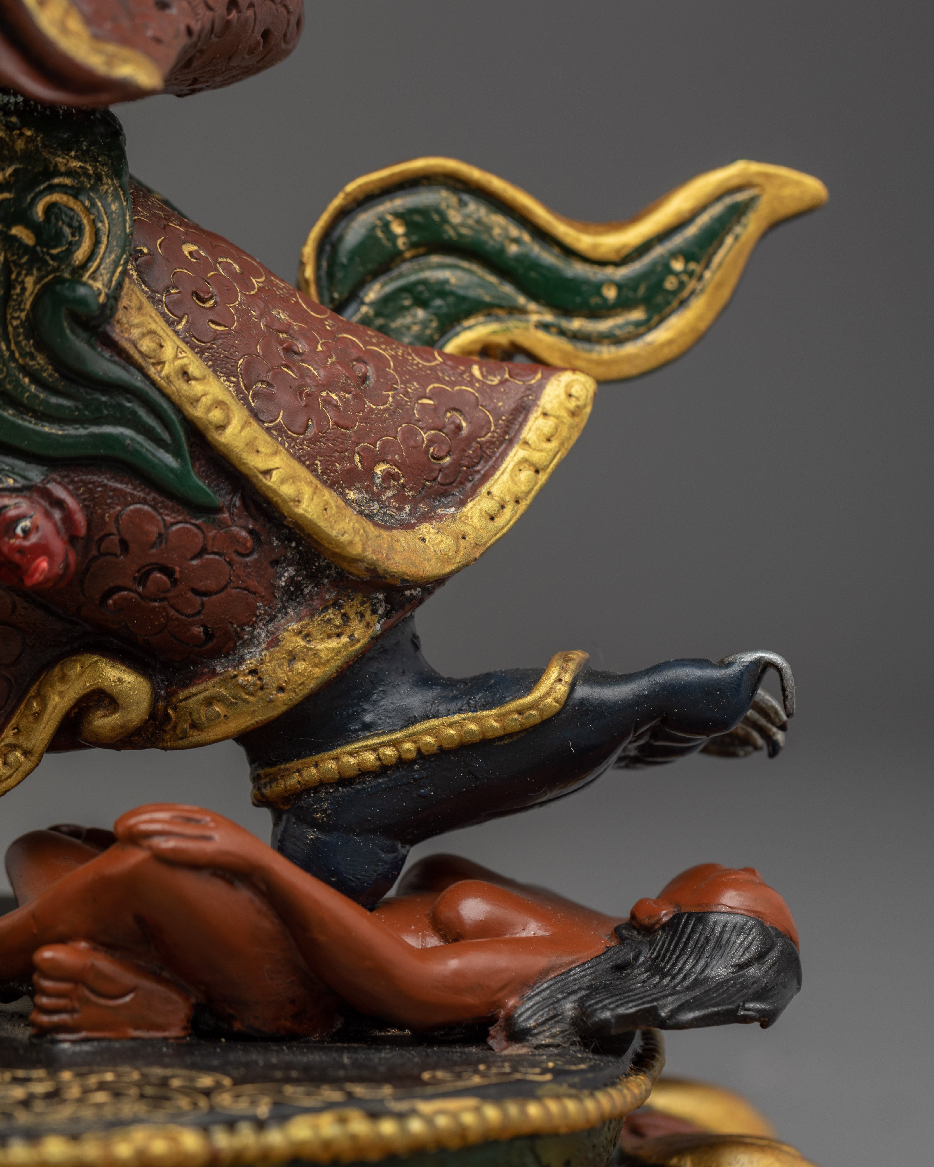 Mahakala Bernakchen Protector Deity | Gold & Acrylic Detailing for Spiritual Spaces