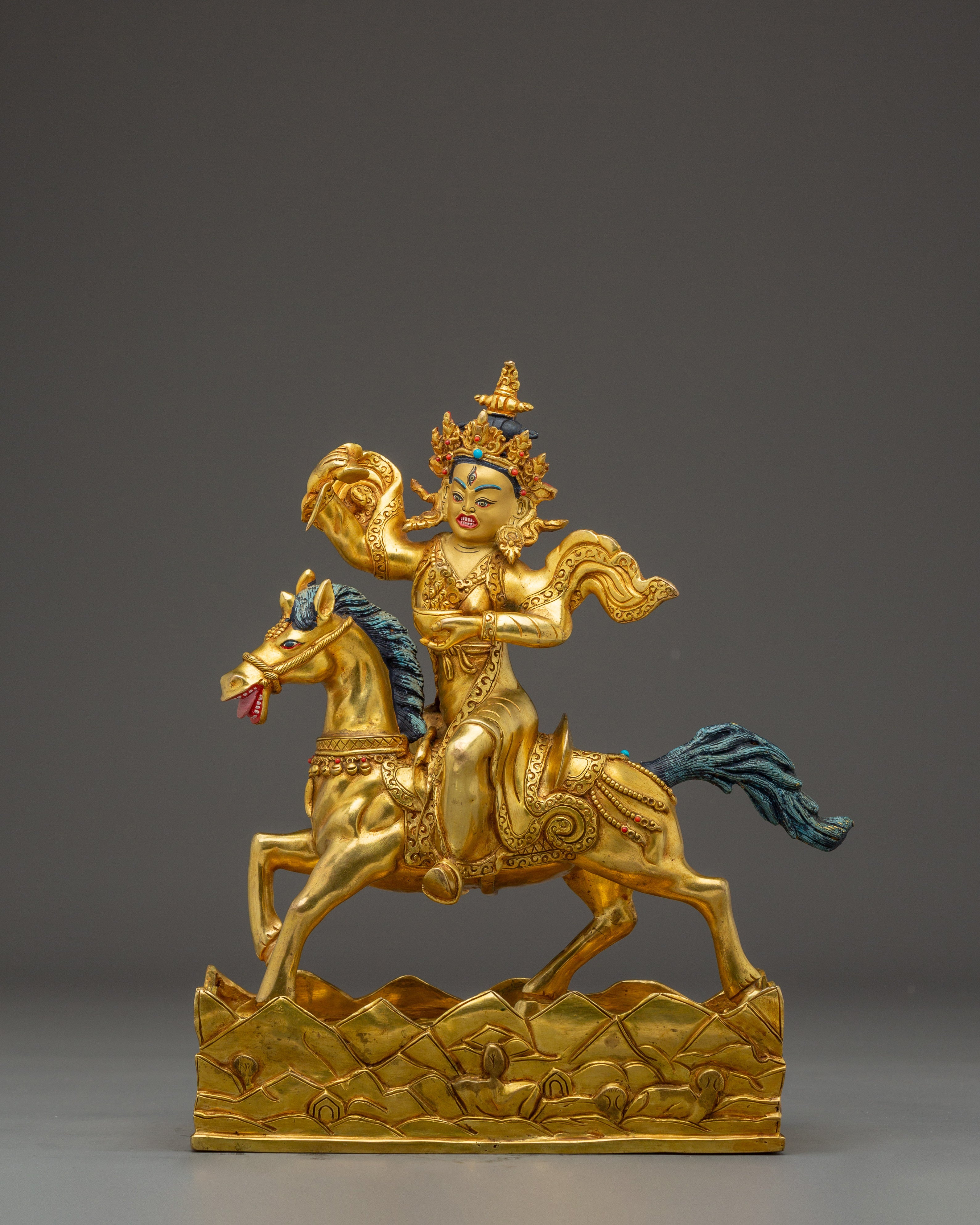 11.8 Inches Achi Chokyi Drolma Statue - 24k Gold Gilded Copper Sculpture