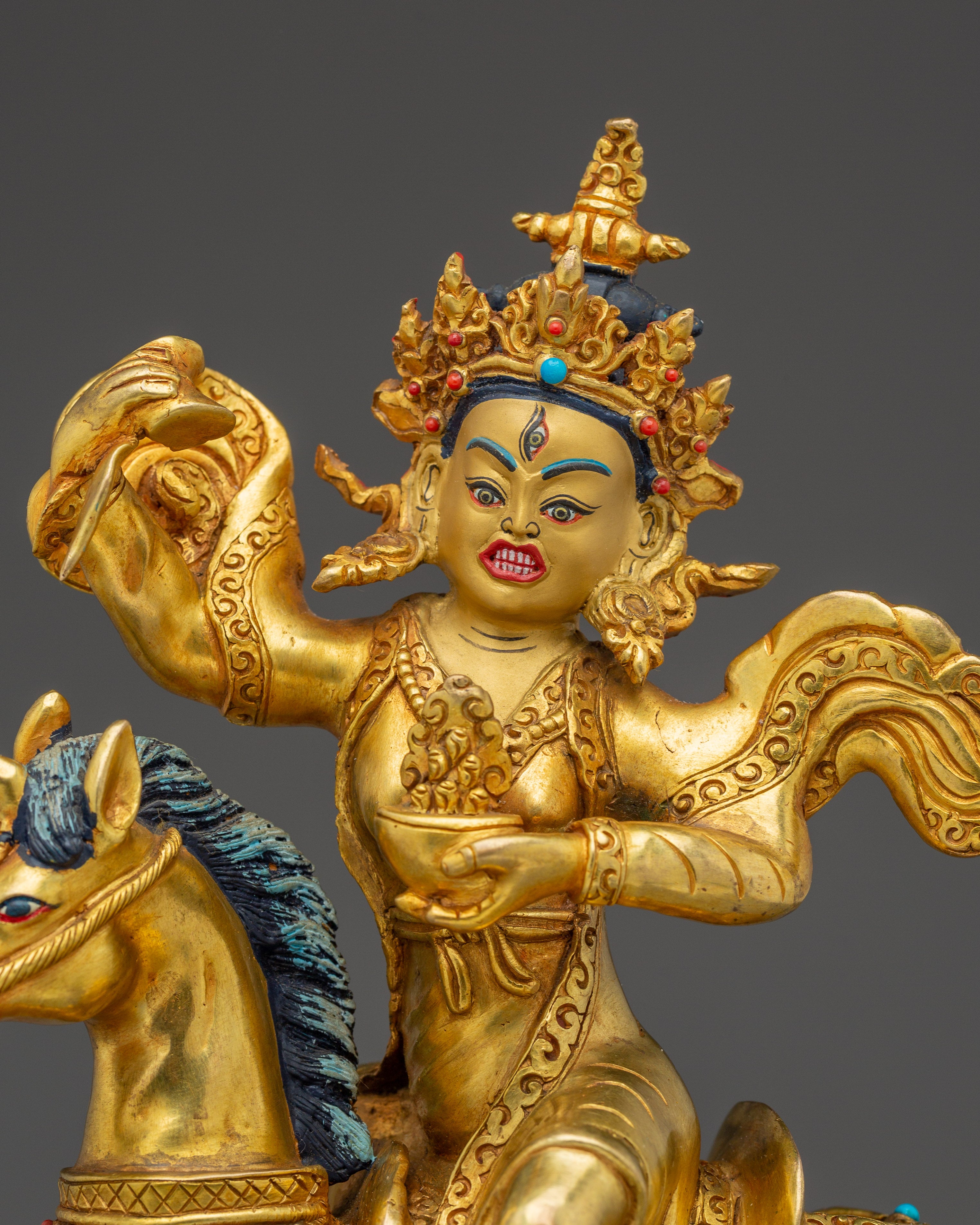 11.8 Inches Achi Chokyi Drolma Statue - 24k Gold Gilded Copper Sculpture