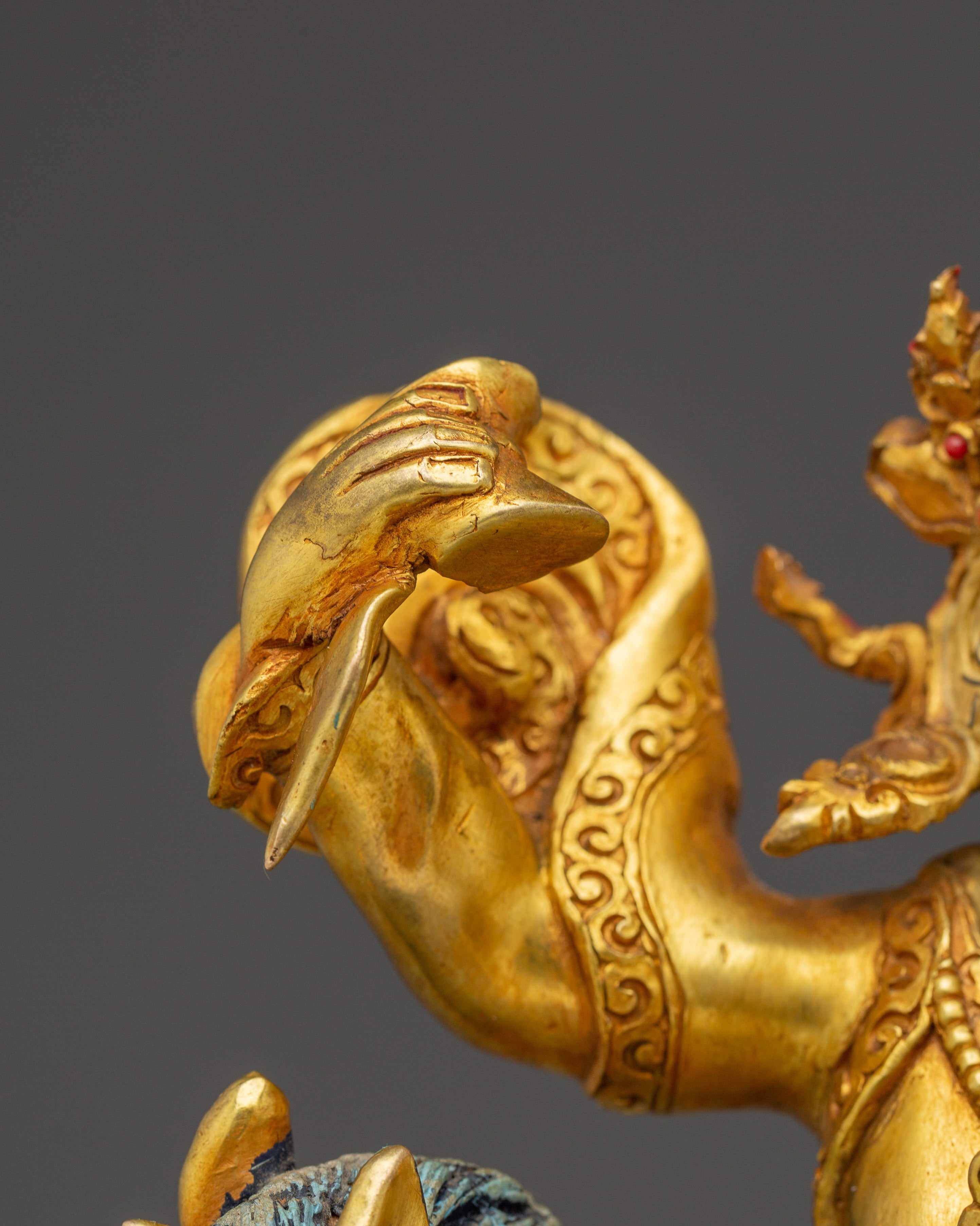 11.8 Inches Achi Chokyi Drolma Statue - 24k Gold Gilded Copper Sculpture