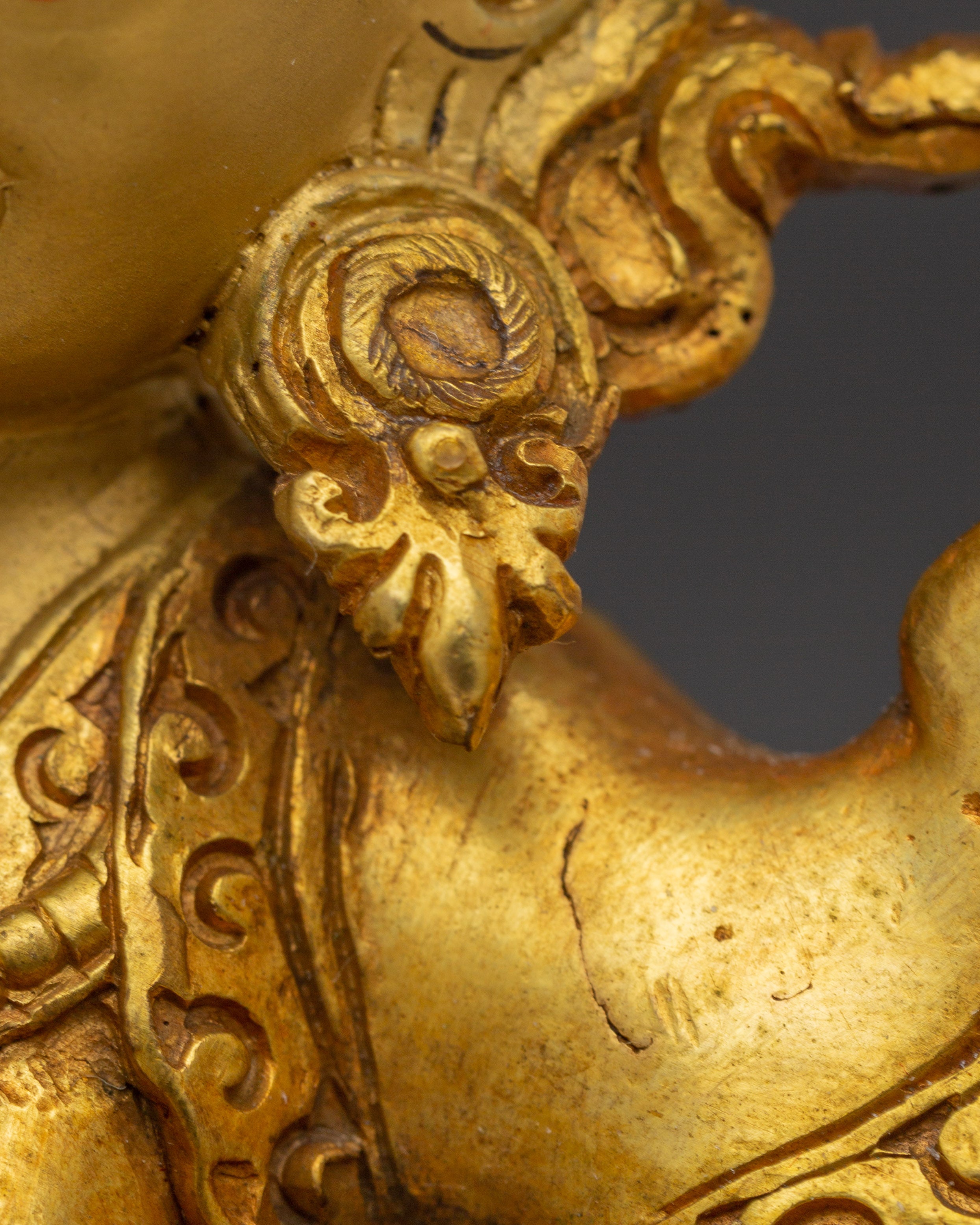 11.8 Inches Achi Chokyi Drolma Statue - 24k Gold Gilded Copper Sculpture