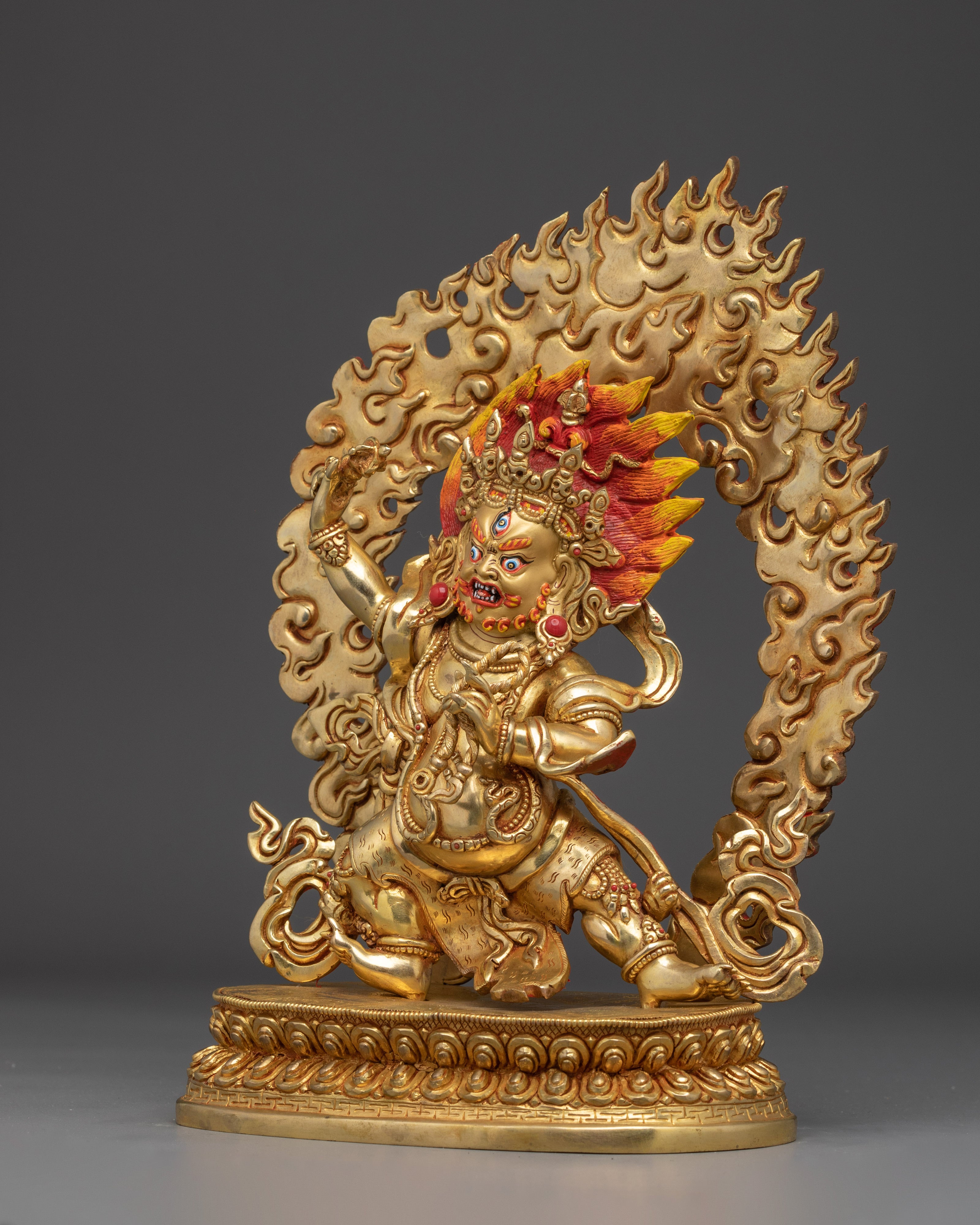 Vajrapani Copper Sculpture with Gold Gilded | Protector Figure for Altar