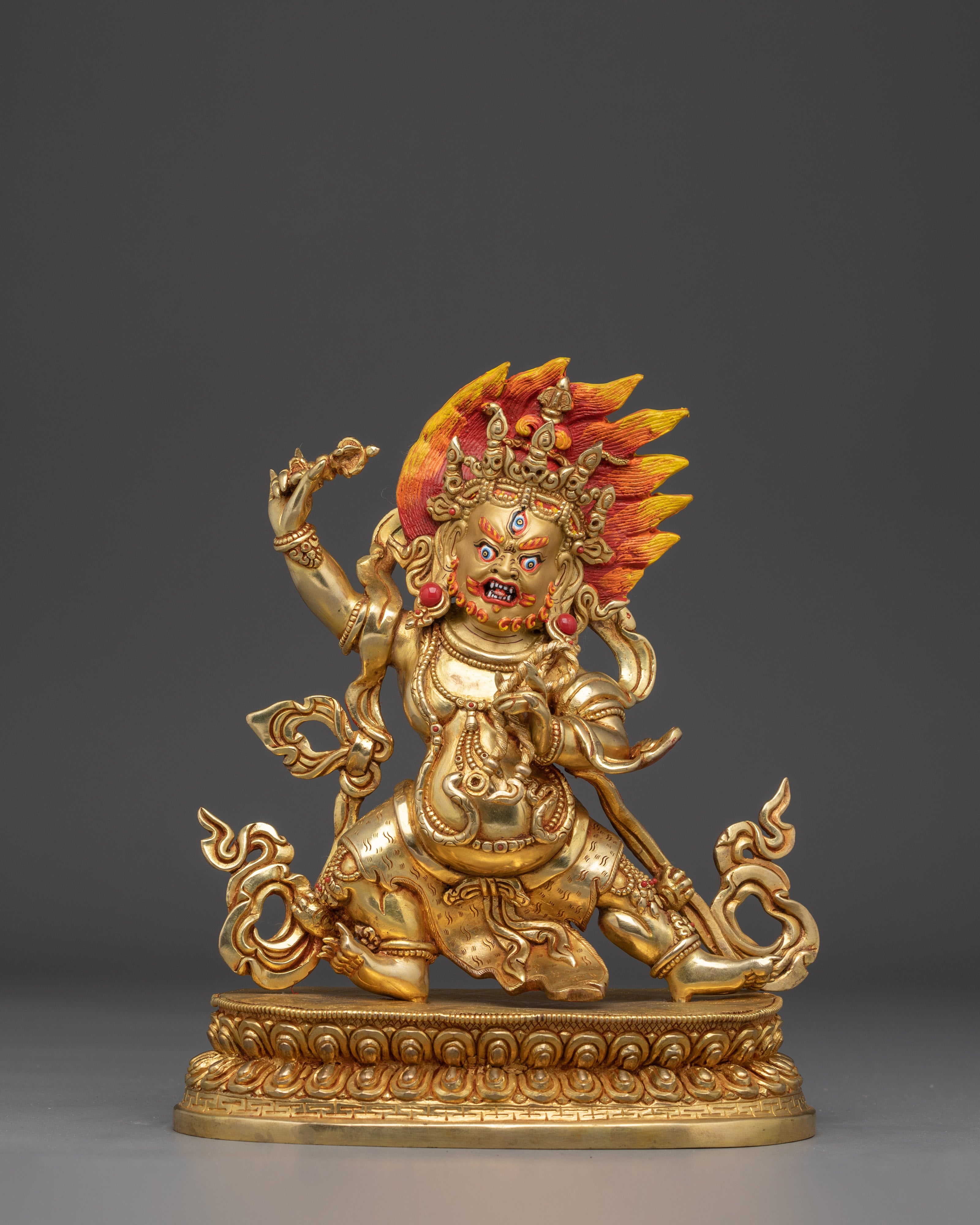 Vajrapani Copper Sculpture with Gold Gilded | Protector Figure for Altar