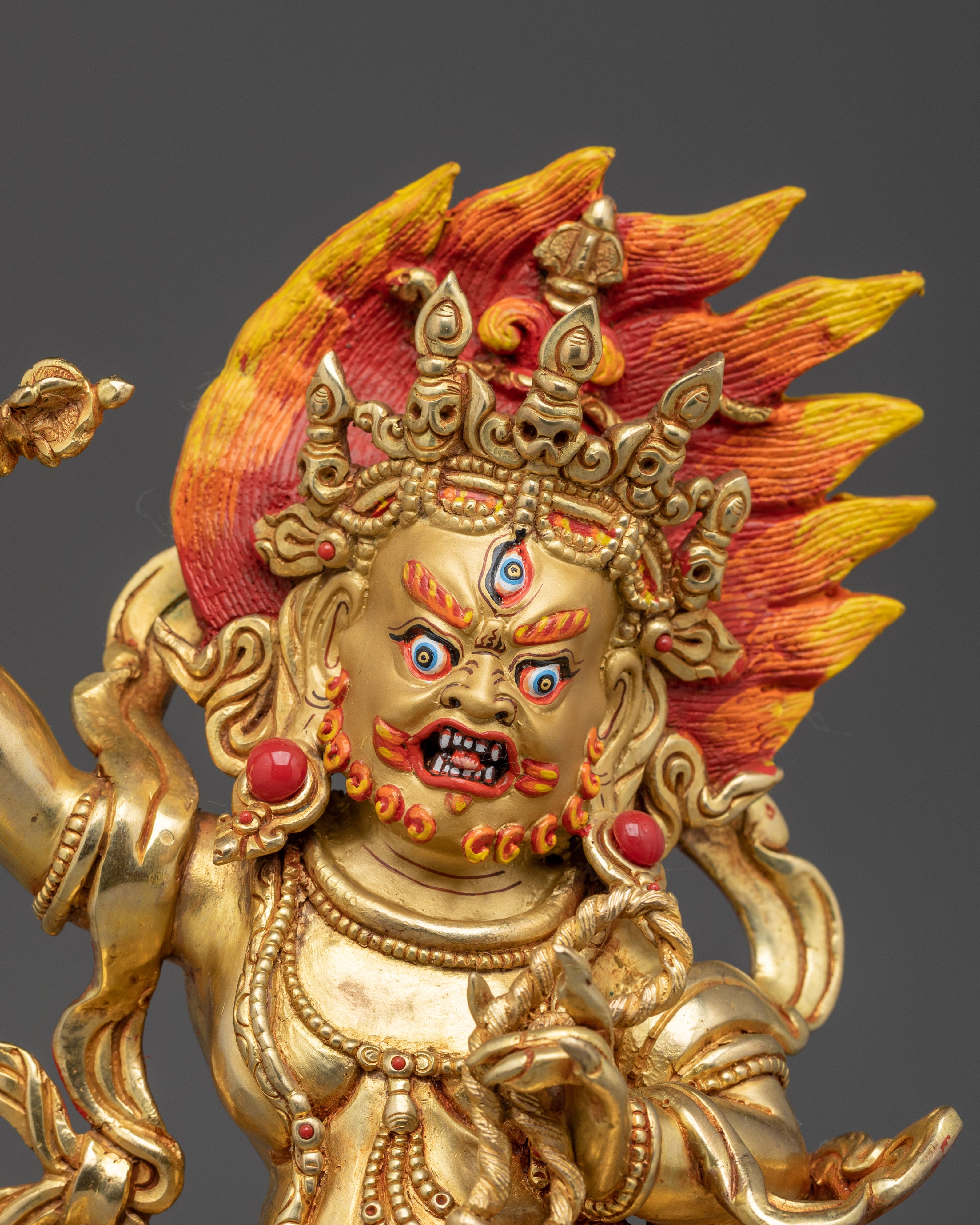 Vajrapani Copper Sculpture with Gold Gilded | Protector Figure for Altar