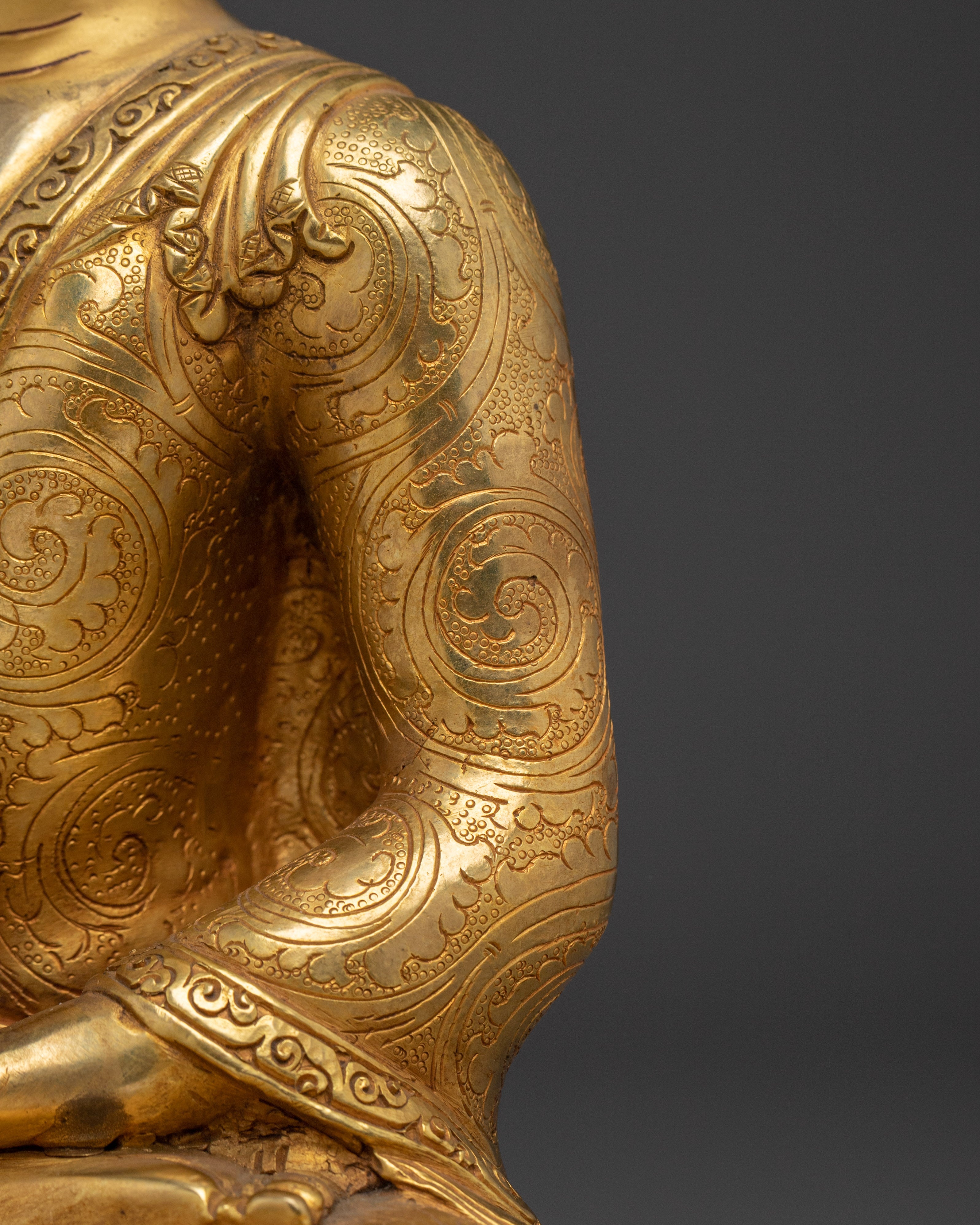 Shakyamuni Buddha Statue with Gold & Acrylic Detailing | Buddha Sculpture for Meditation