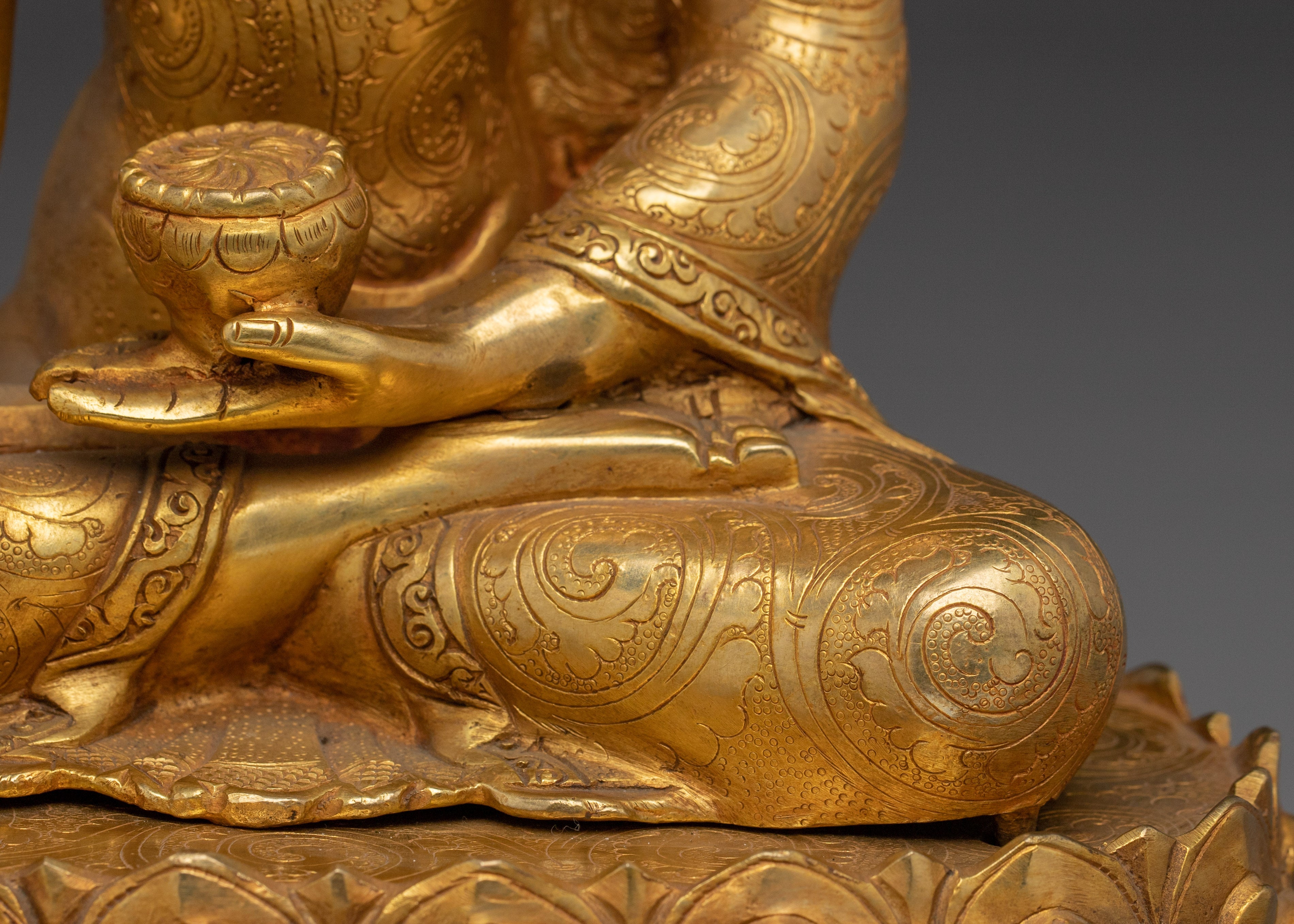 Shakyamuni Buddha Statue with Gold & Acrylic Detailing | Buddha Sculpture for Meditation