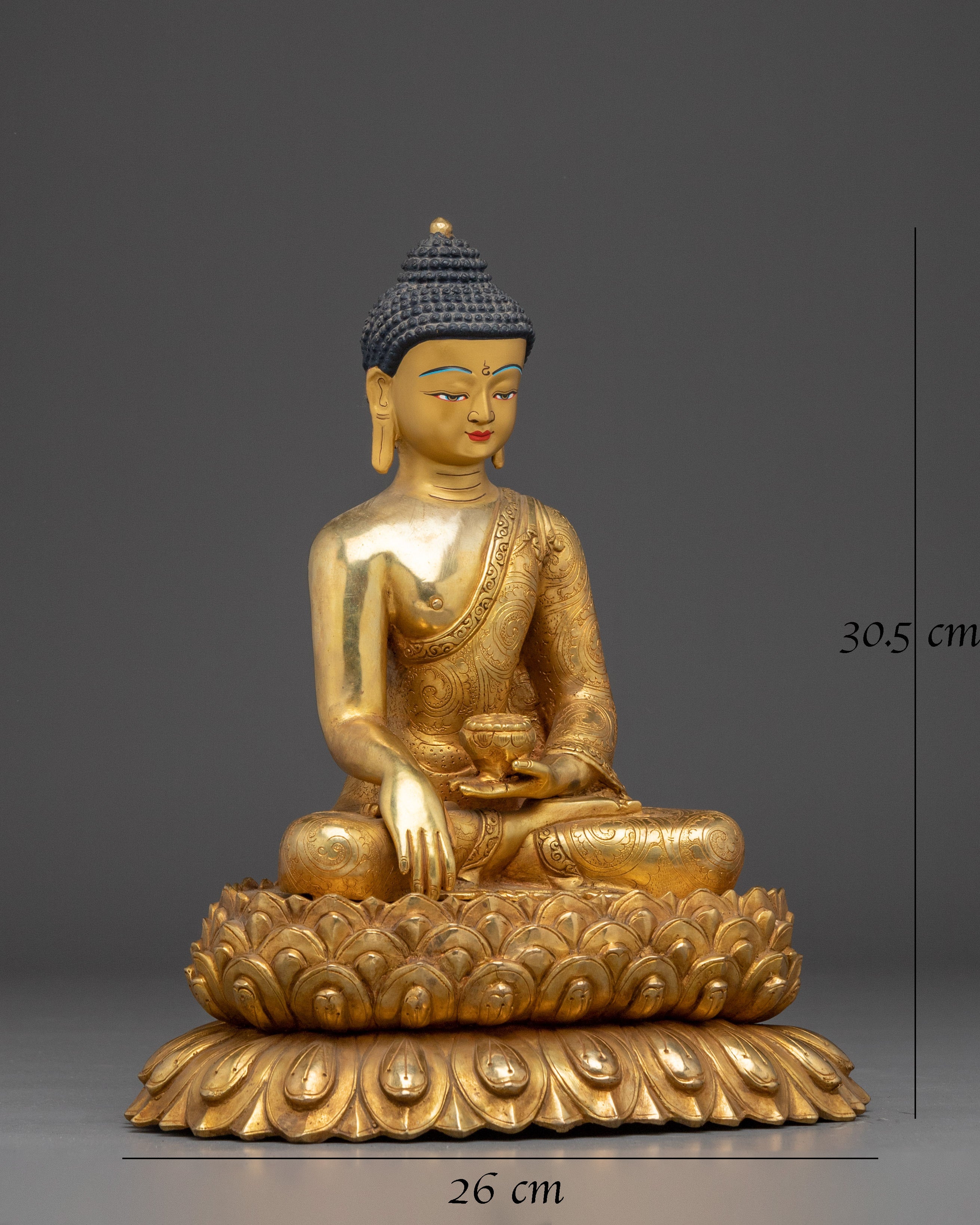 Shakyamuni buddha Statue with Gold & Acrylic Detailing