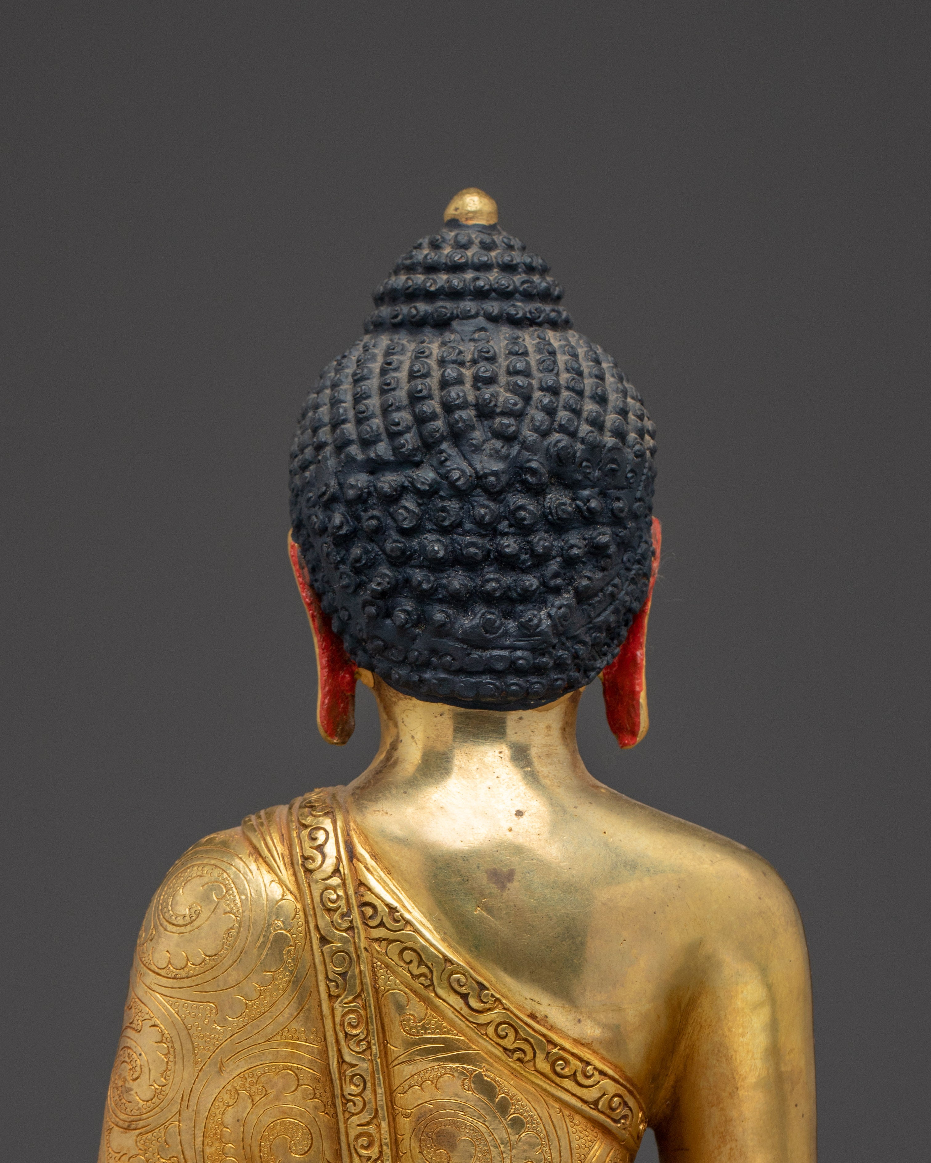 Shakyamuni Buddha Statue with Gold & Acrylic Detailing | Buddha Sculpture for Meditation