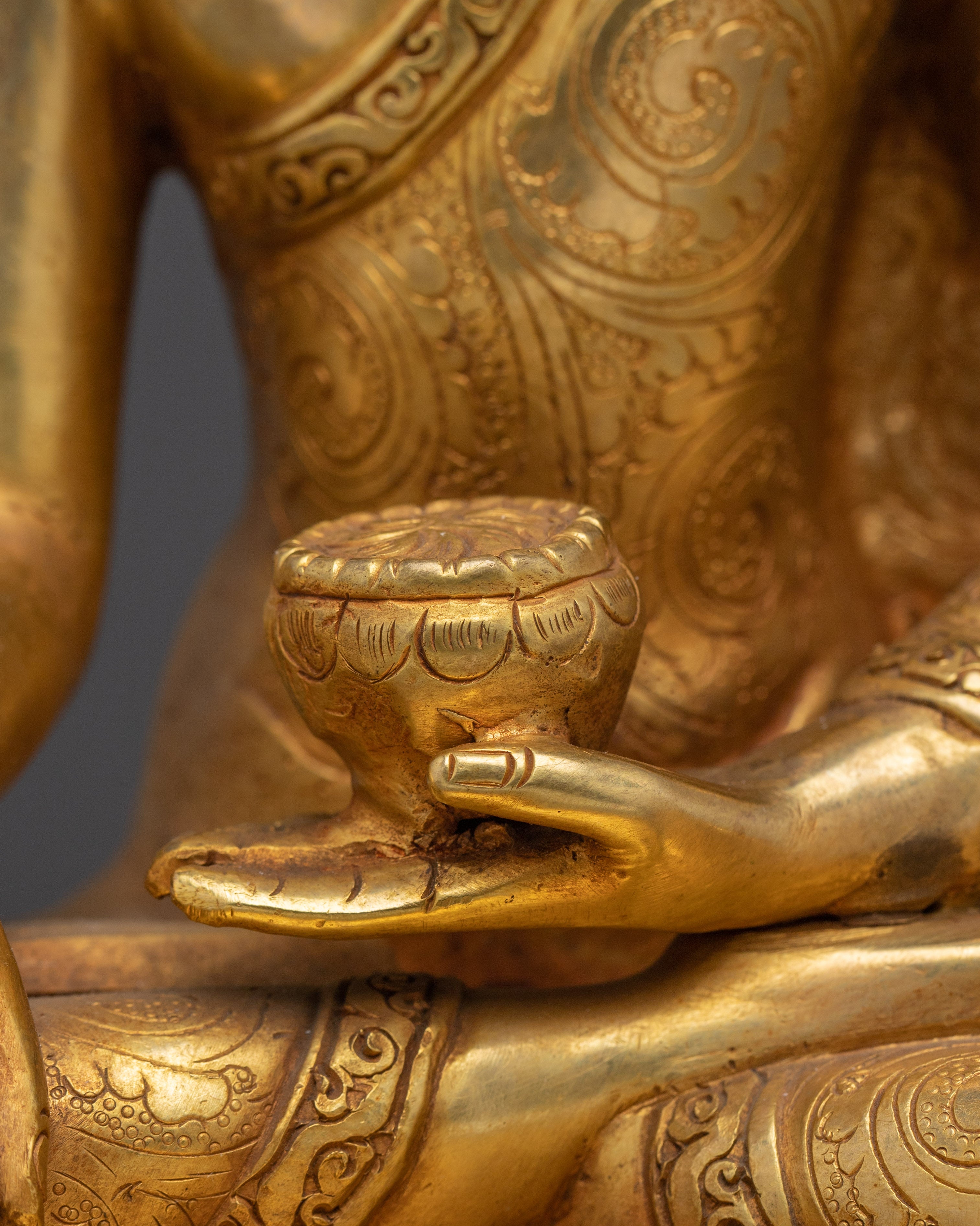 Shakyamuni Buddha Statue with Gold & Acrylic Detailing | Buddha Sculpture for Meditation