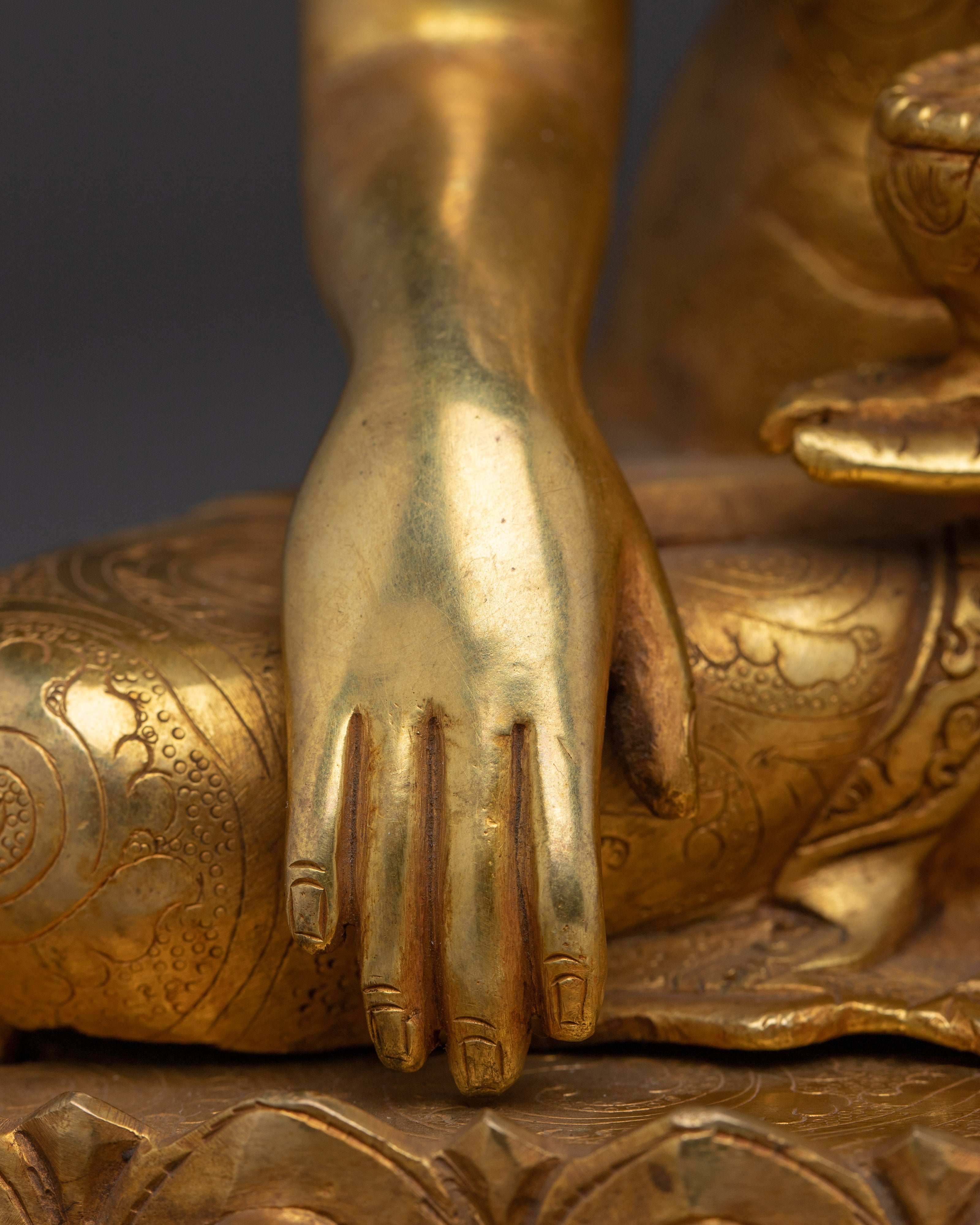 Shakyamuni Buddha Statue with Gold & Acrylic Detailing | Buddha Sculpture for Meditation
