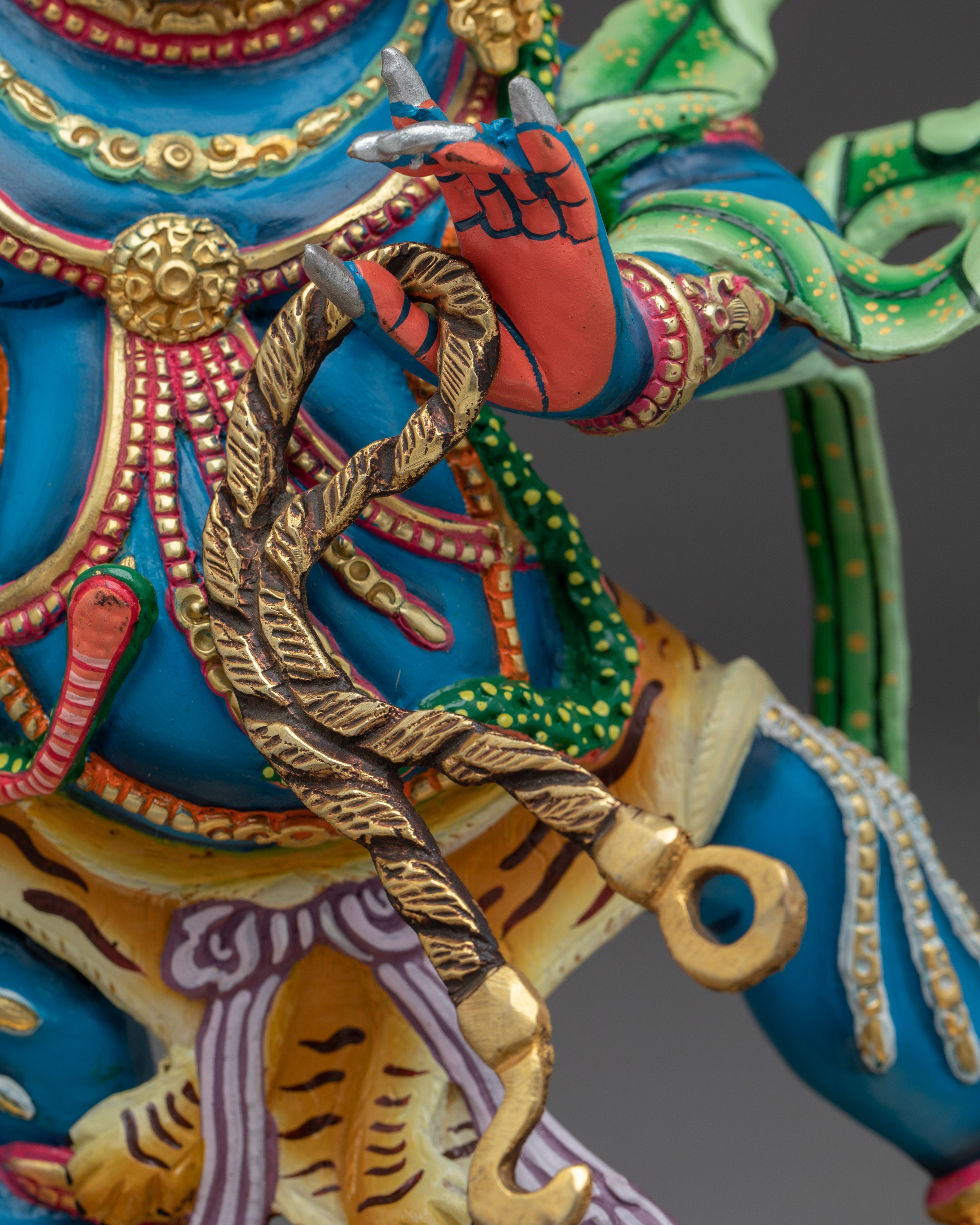 Handcrafted Vajrapani Copper Statue | Gold & Acrylic Painting for Altar and Meditation