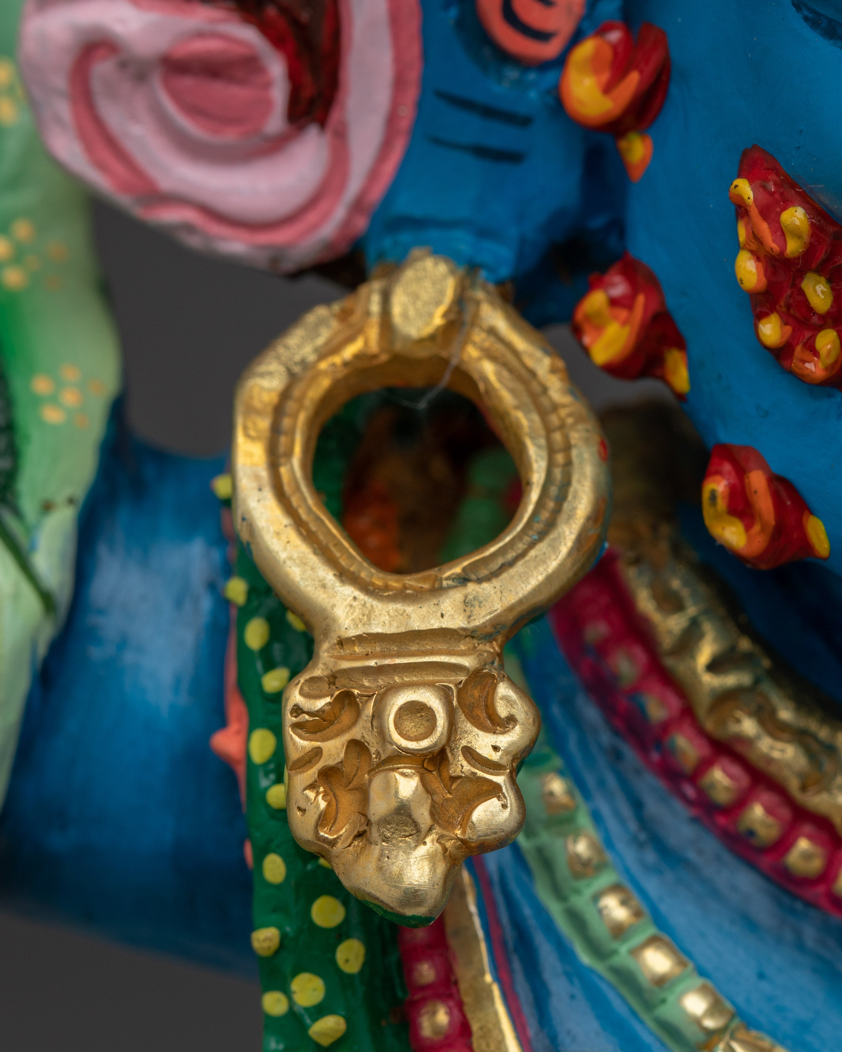 Handcrafted Vajrapani Copper Statue | Gold & Acrylic Painting for Altar and Meditation