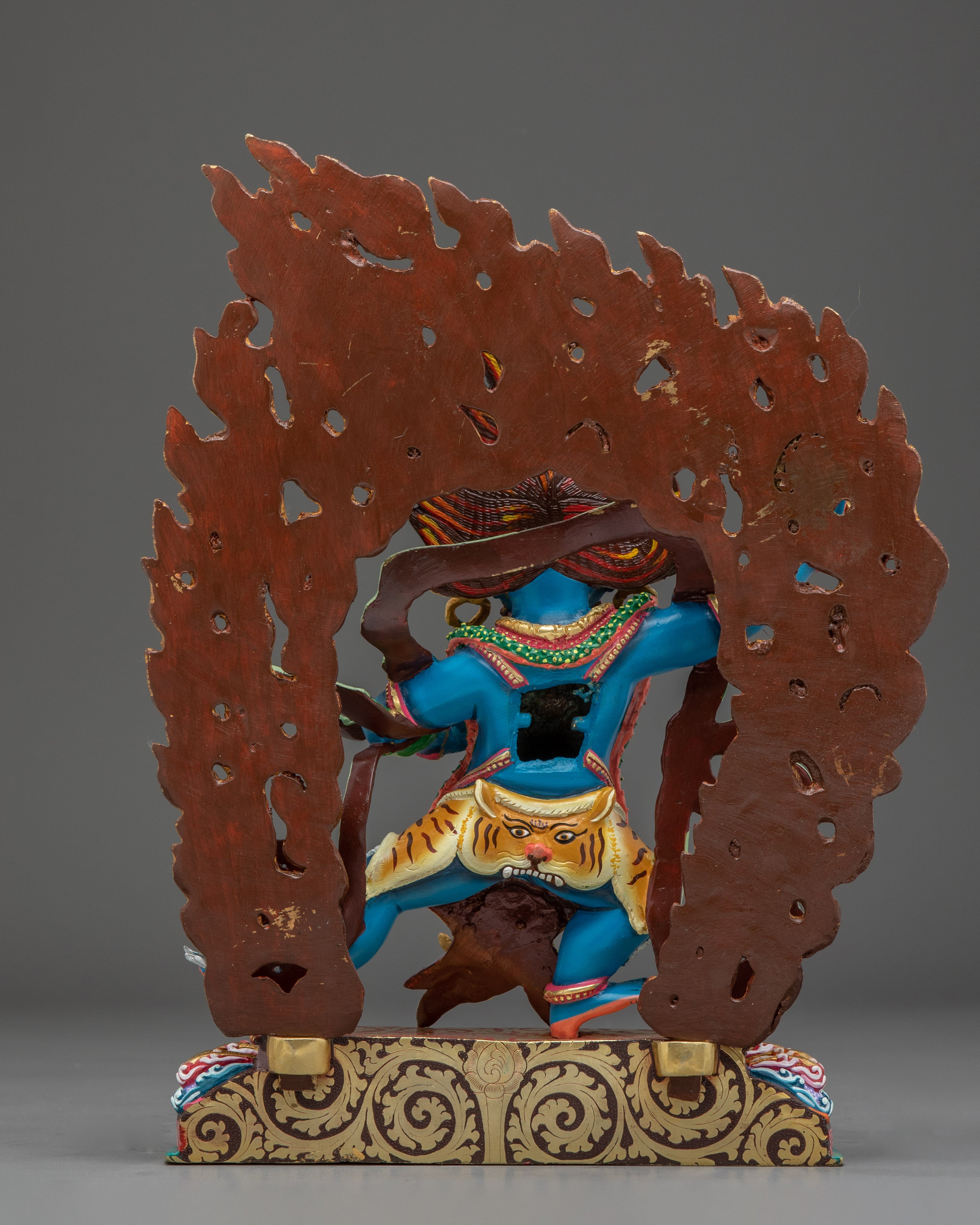 Handcrafted Vajrapani Copper Statue | Gold & Acrylic Painting for Altar and Meditation