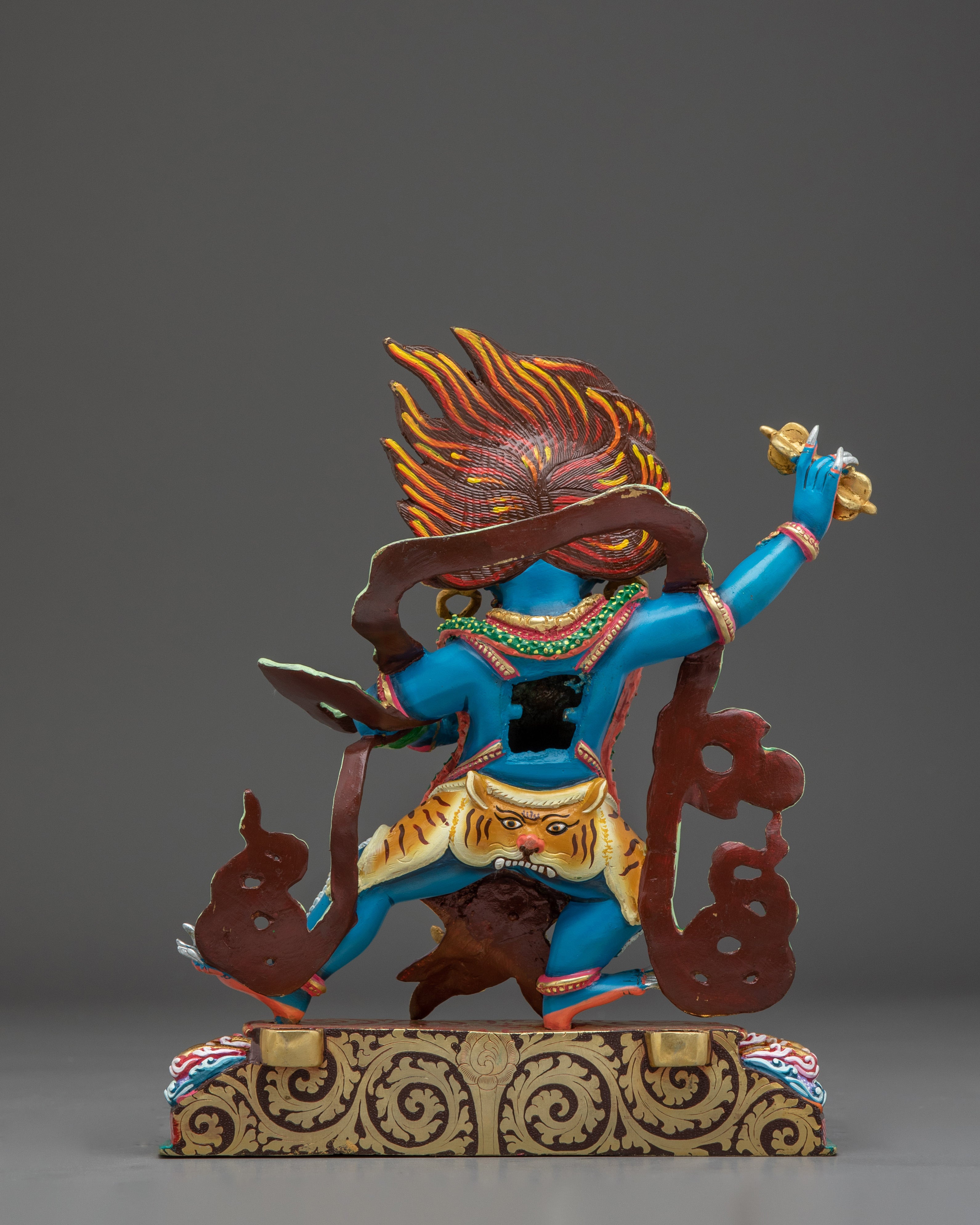 Handcrafted Vajrapani Copper Statue | Gold & Acrylic Painting for Altar and Meditation