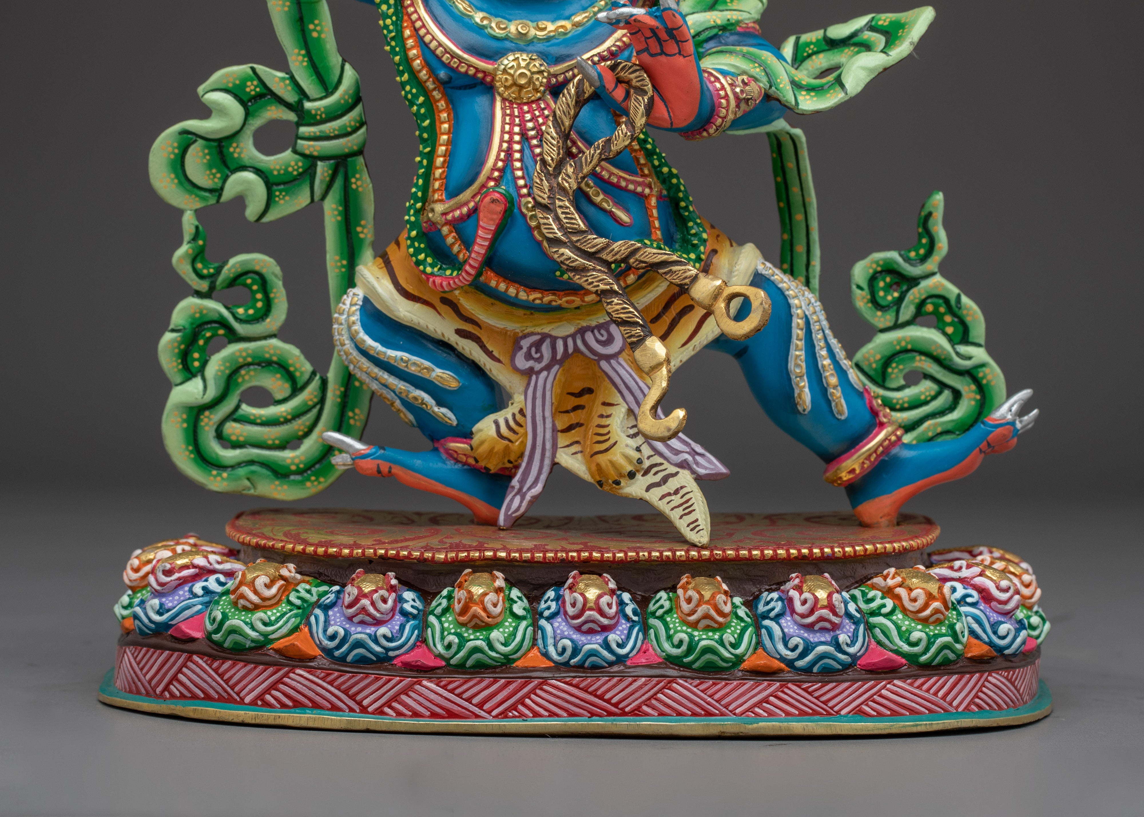 Handcrafted Vajrapani Copper Statue | Gold & Acrylic Painting for Altar and Meditation
