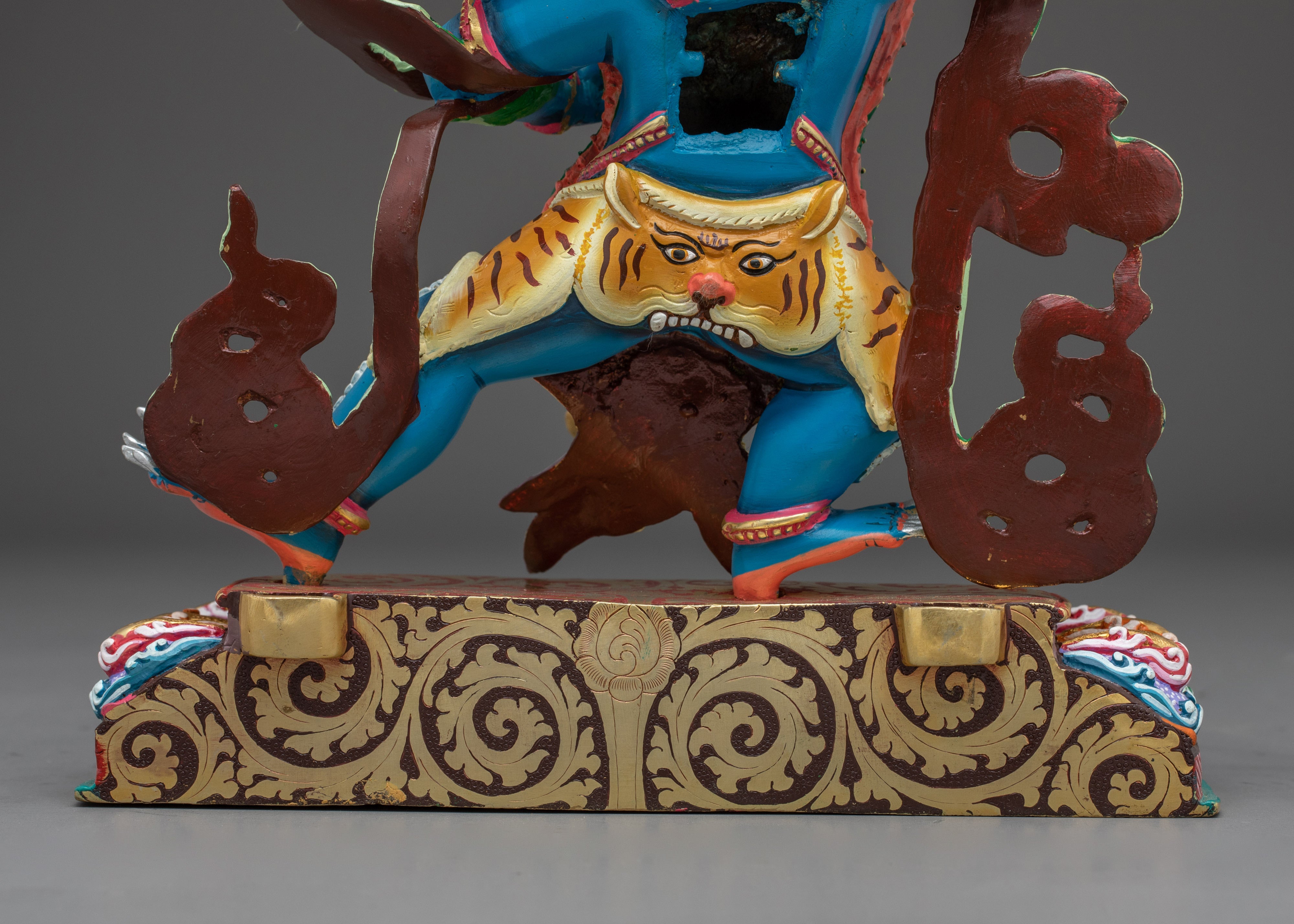 Handcrafted Vajrapani Copper Statue | Gold & Acrylic Painting for Altar and Meditation