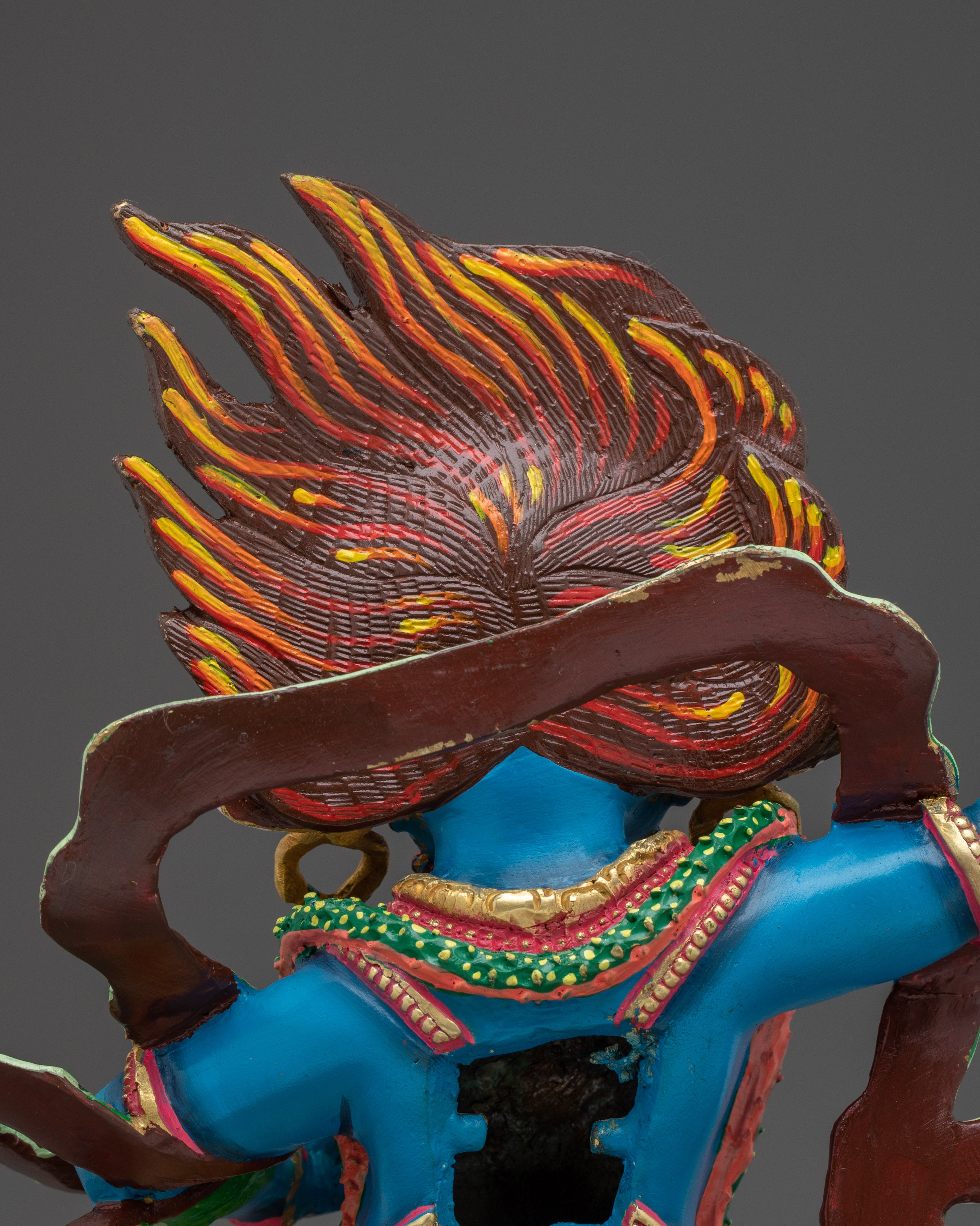 Handcrafted Vajrapani Copper Statue | Gold & Acrylic Painting for Altar and Meditation