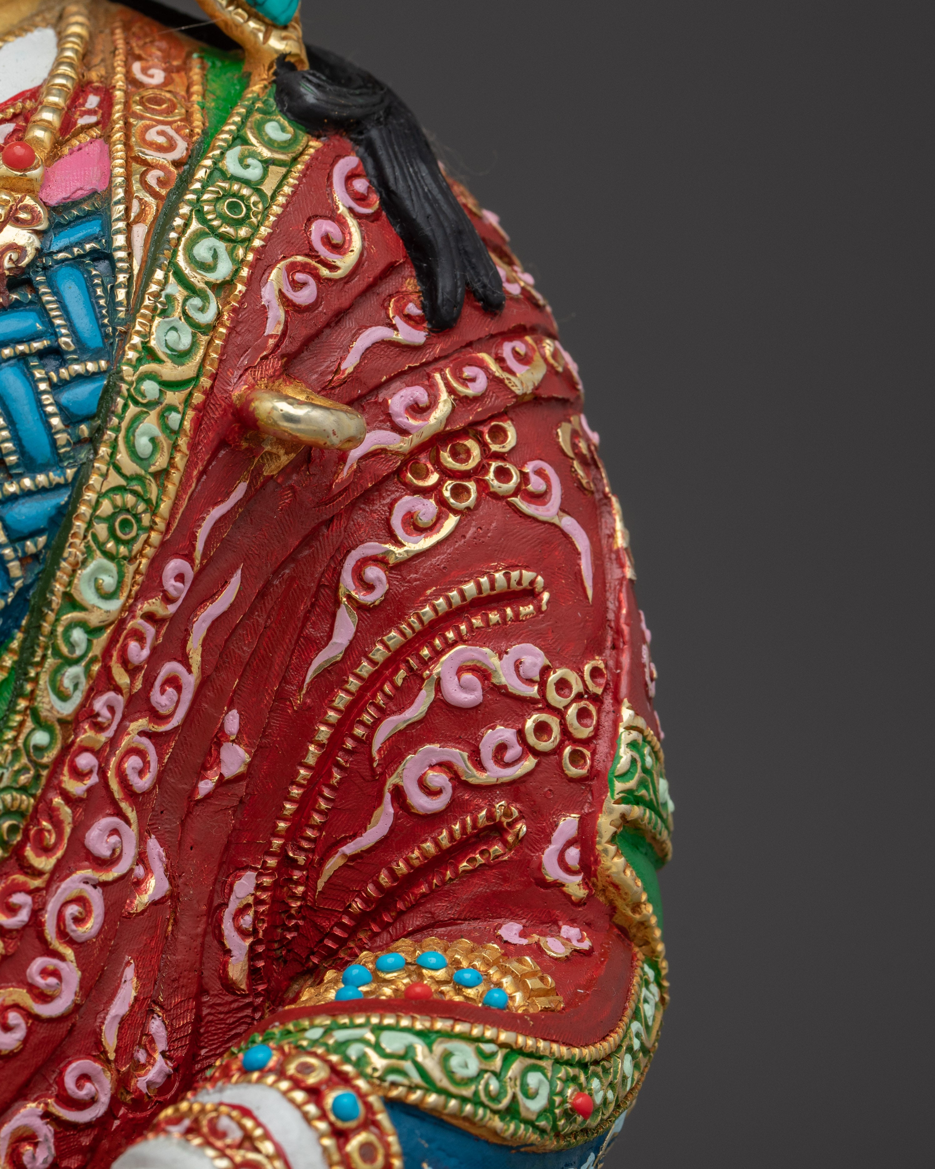 Guru Rinpoche Statue Gold & Acrylic Detailing | Sacred Meditation Spaces