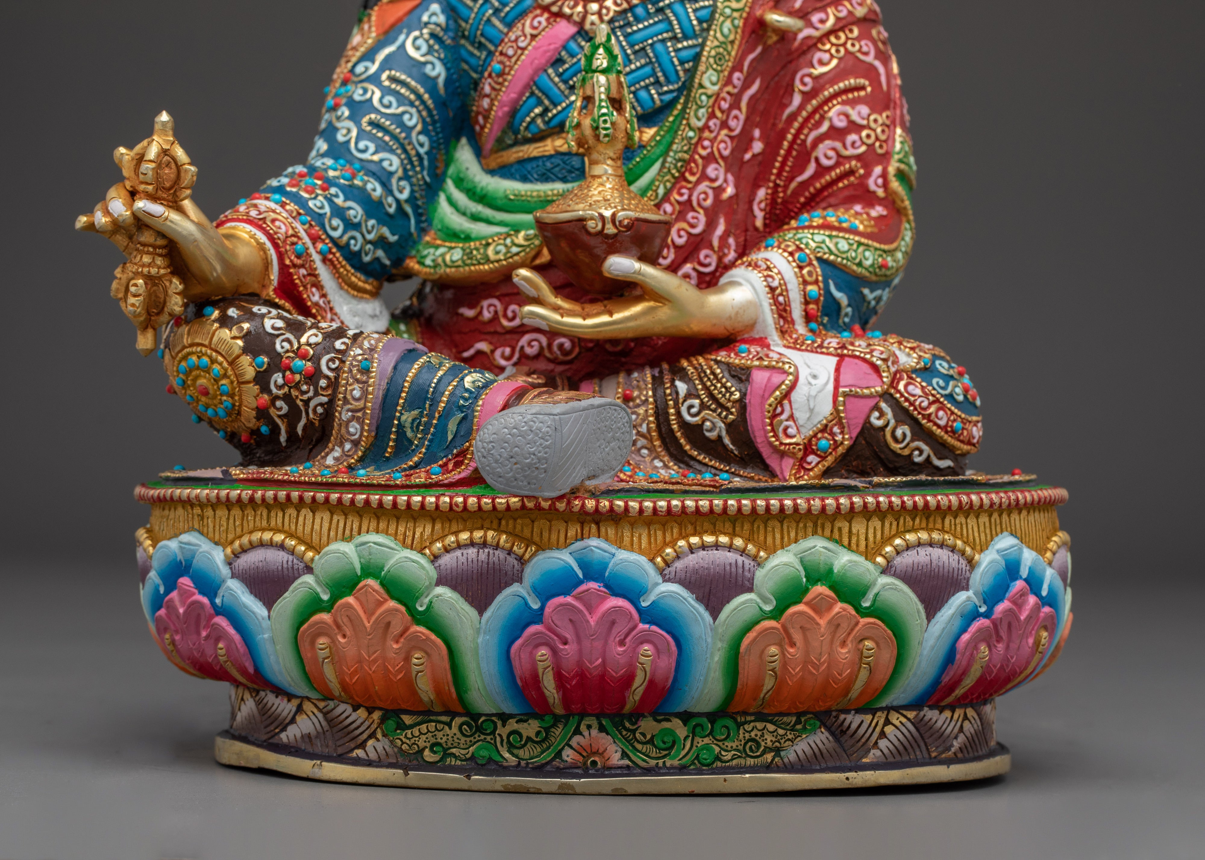 Guru Rinpoche Statue Gold & Acrylic Detailing | Sacred Meditation Spaces