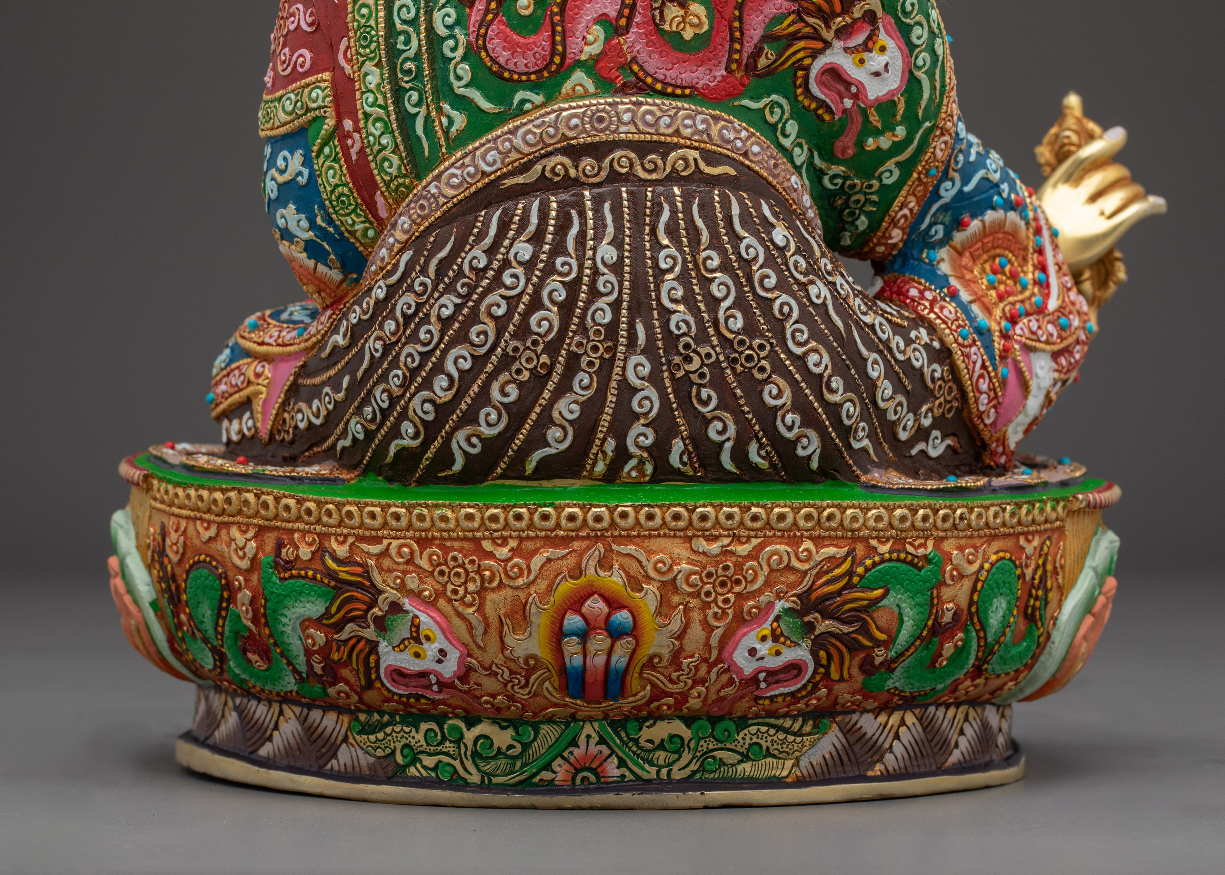 Guru Rinpoche Statue Gold & Acrylic Detailing | Sacred Meditation Spaces