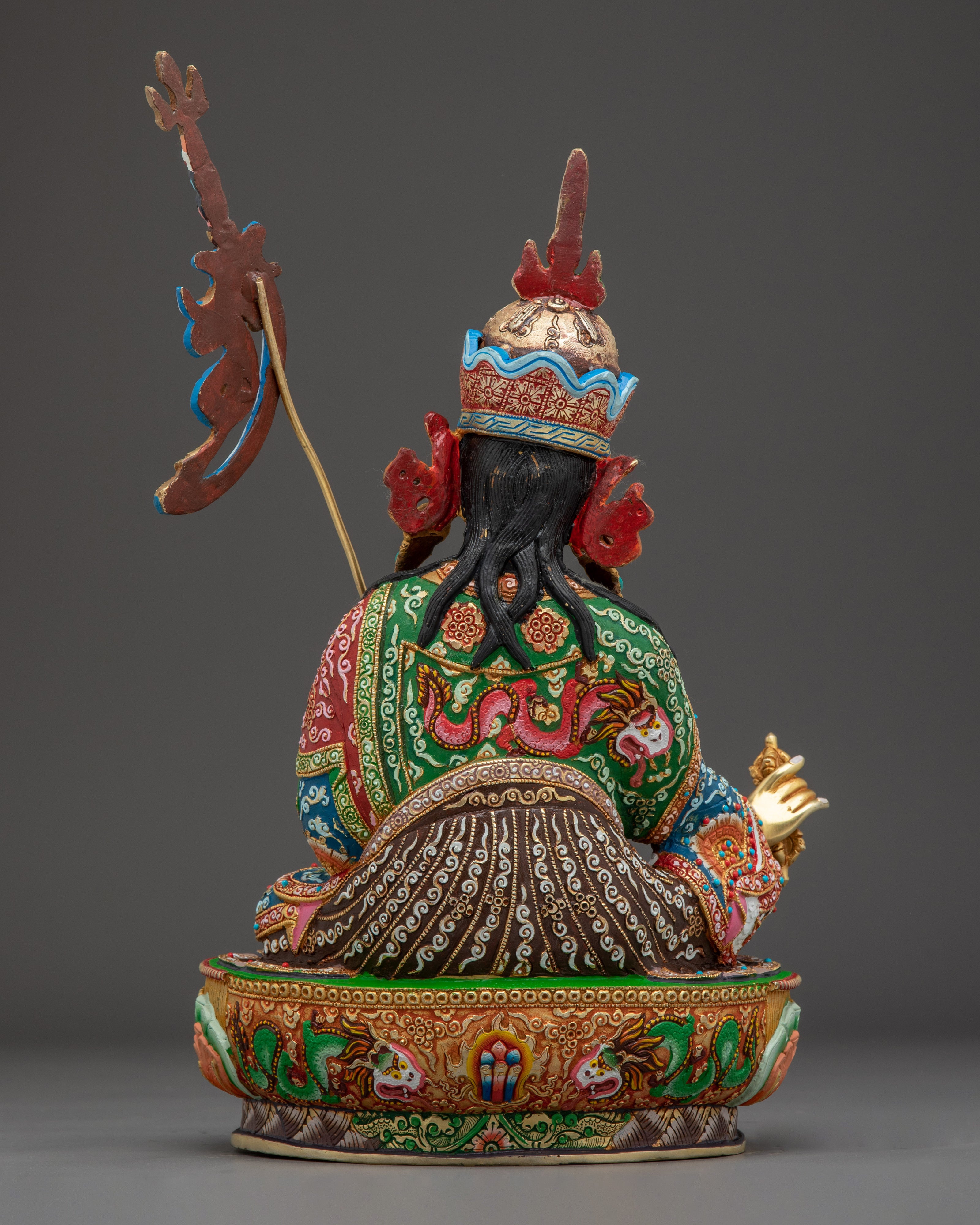 Guru Rinpoche Statue Gold & Acrylic Detailing | Sacred Meditation Spaces