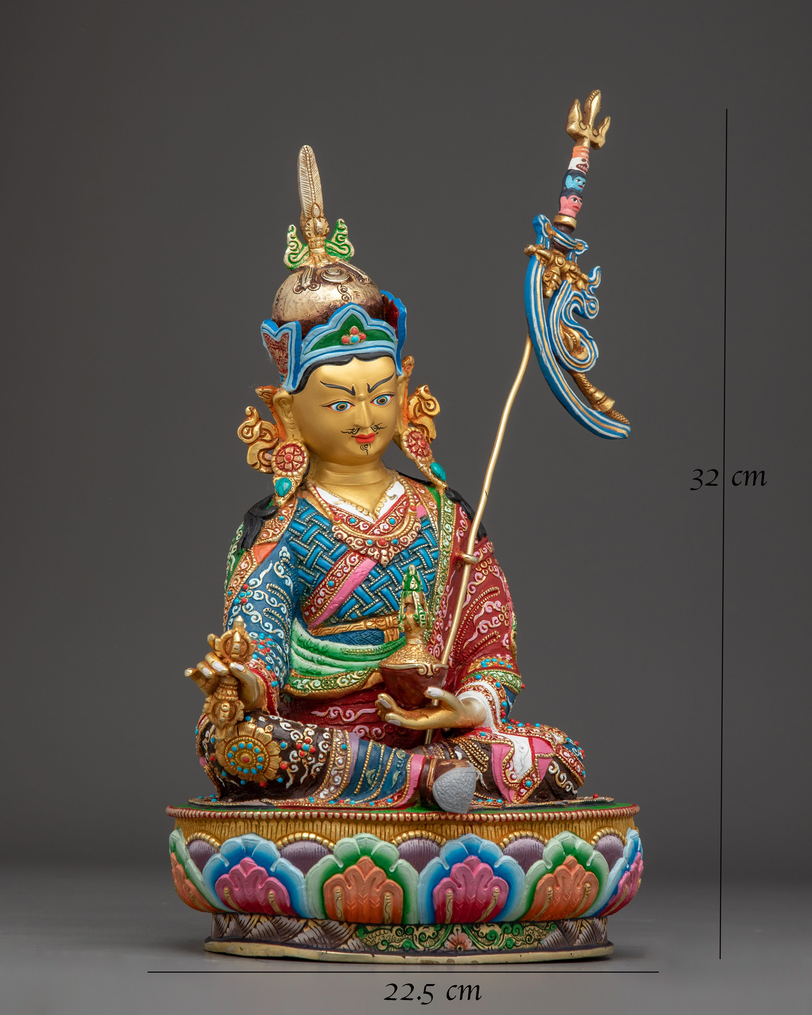 Guru Rinpoche Statue Gold & Acrylic Detailing