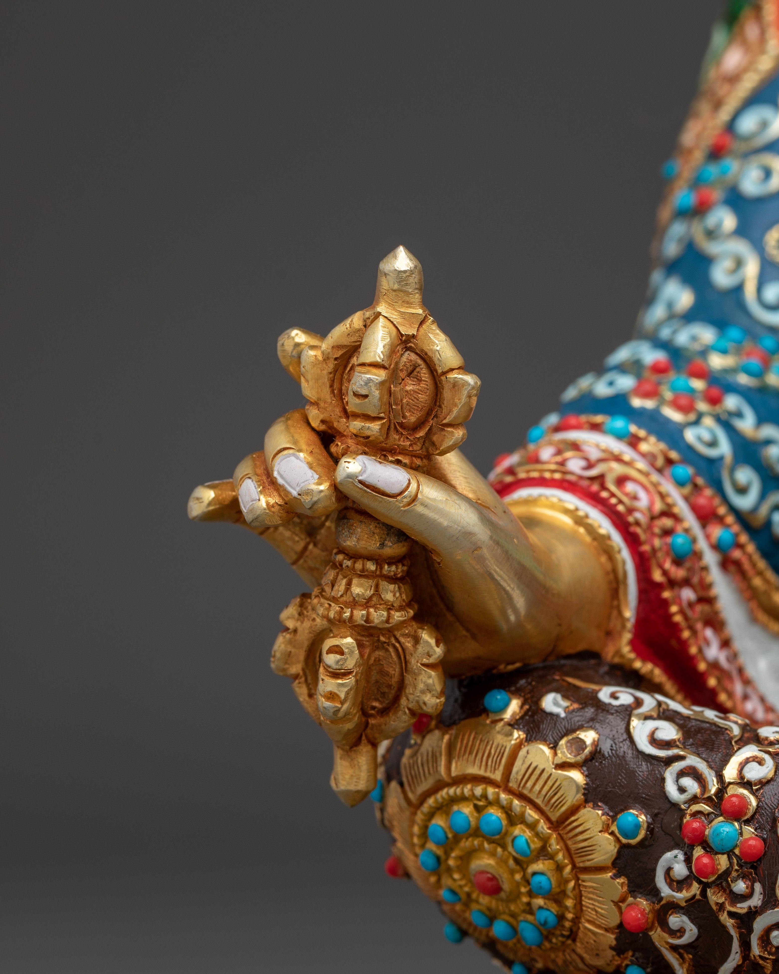 Guru Rinpoche Statue Gold & Acrylic Detailing | Sacred Meditation Spaces